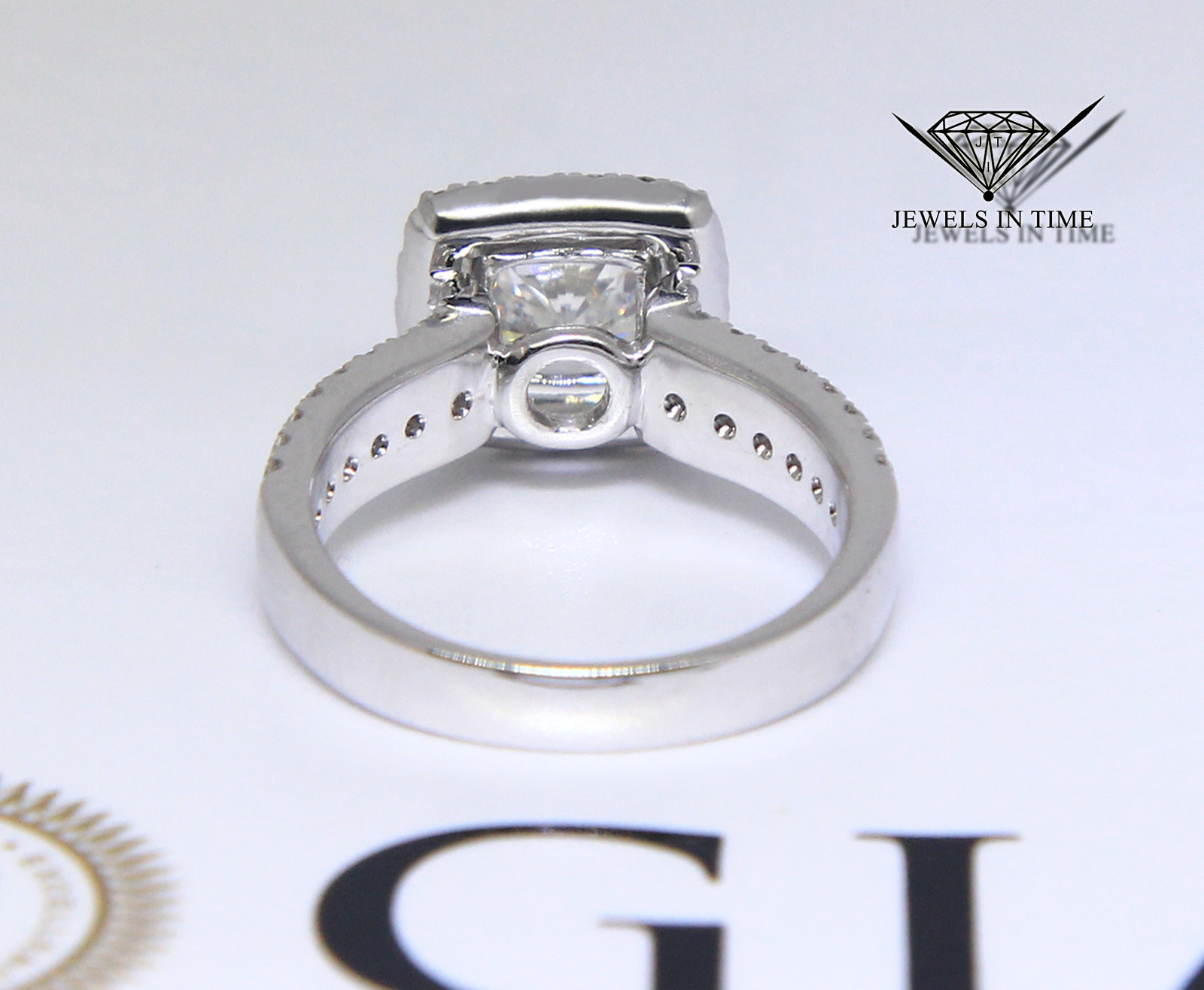 1.76 Carat Cushion Brilliant Diamond 18k White Gold Ring GIA BRAND NEW
