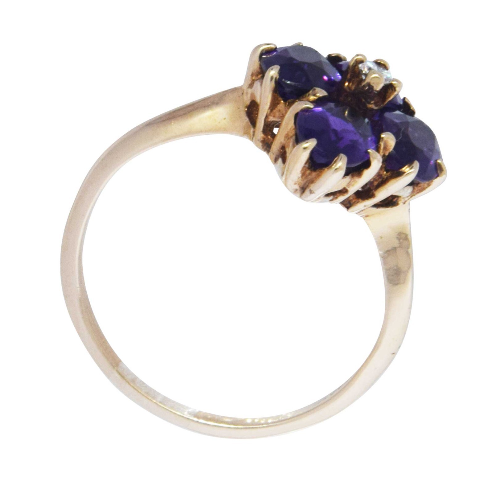 Ladies 14k Yellow Gold Diamond & Amethyst Ring 9.5
