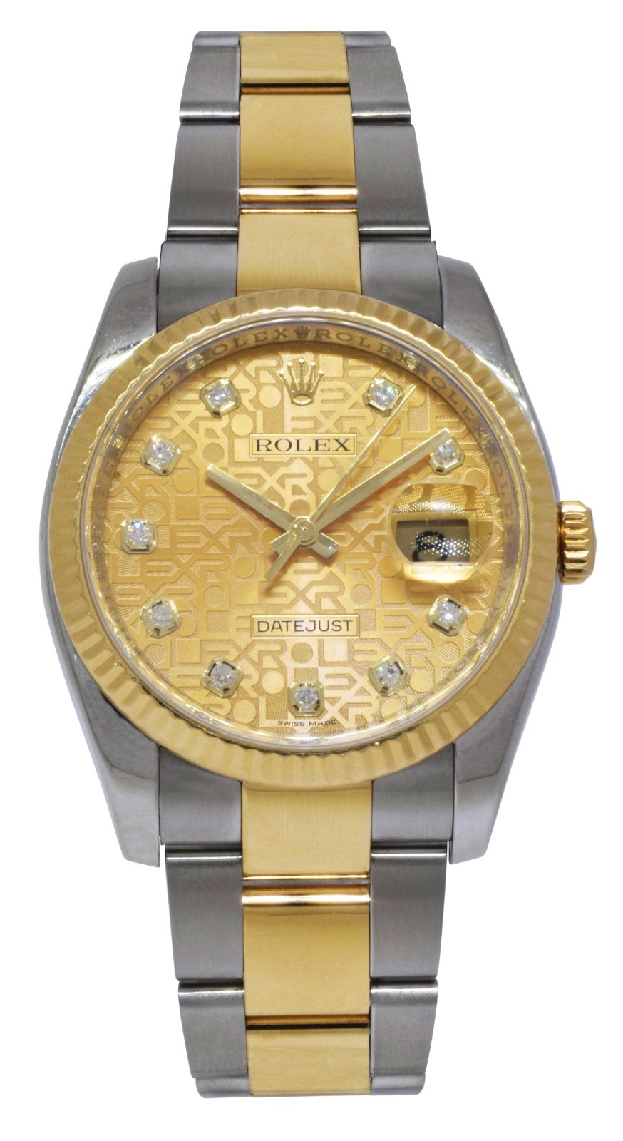 Rolex Datejust 18k Yellow Gold/Steel Champagne Jubilee Diamond 36mm Watch 116233