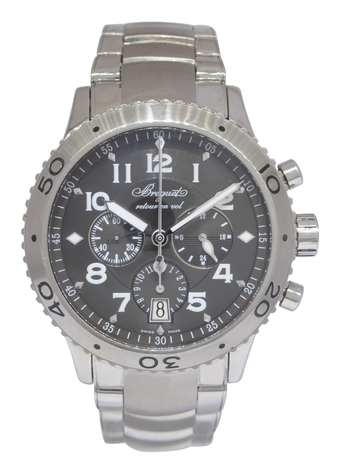 Breguet Type XXI Transatlantique Flyback Chronograph Steel Mens 43mm Watch 3810
