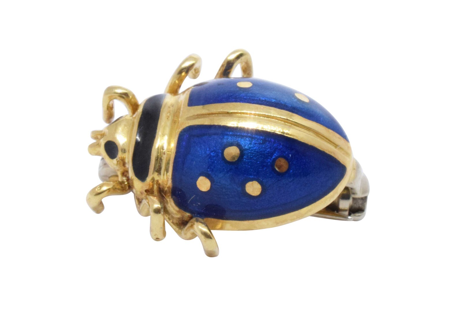 Ladybug 18k Yellow Gold & Enamel Pin Set of 3 Vibrant Blue/Green/Yellow