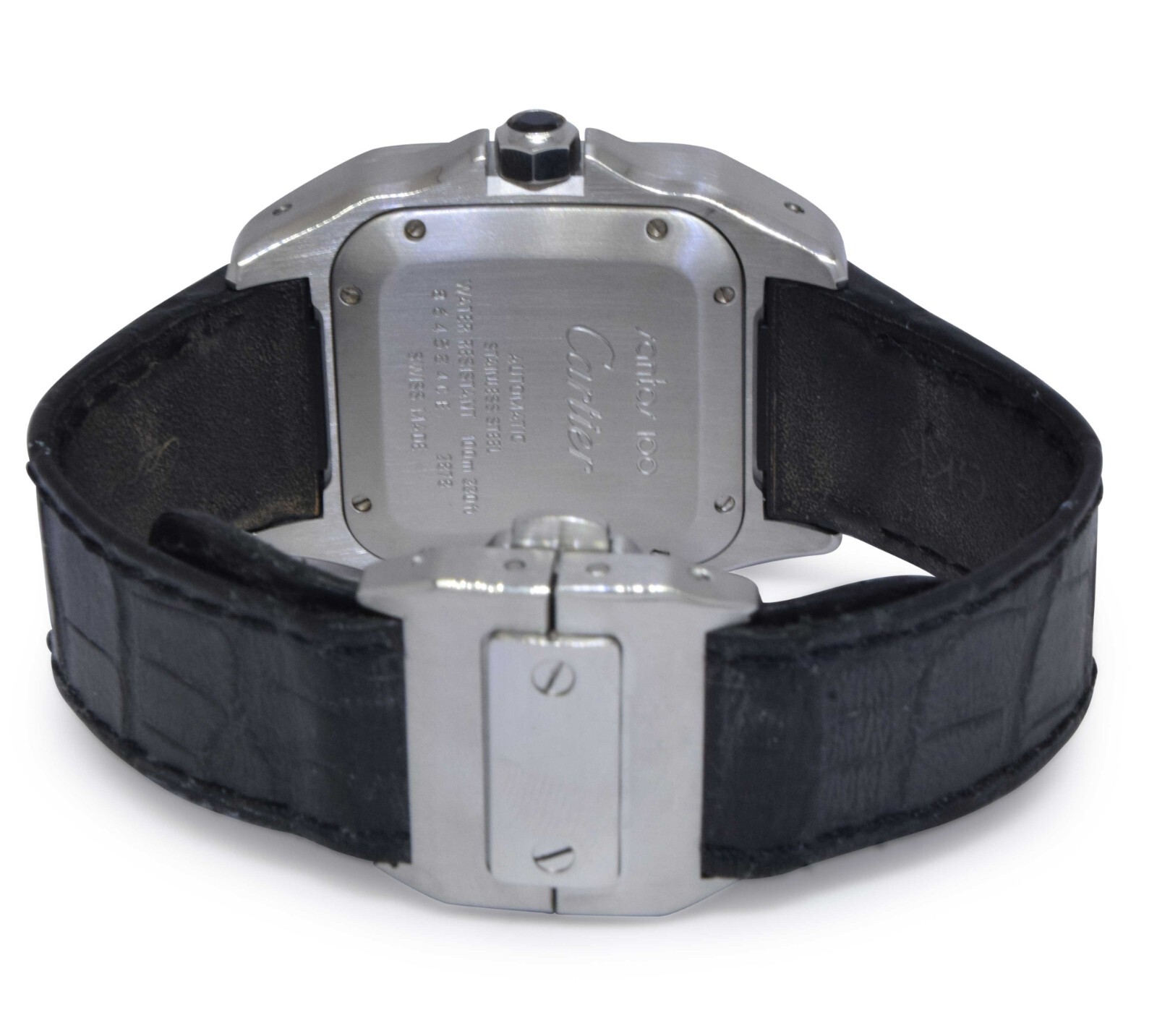 Cartier Santos 100 Steel Diamond Bezel Midsize Automatic Watch W20126x8 2878