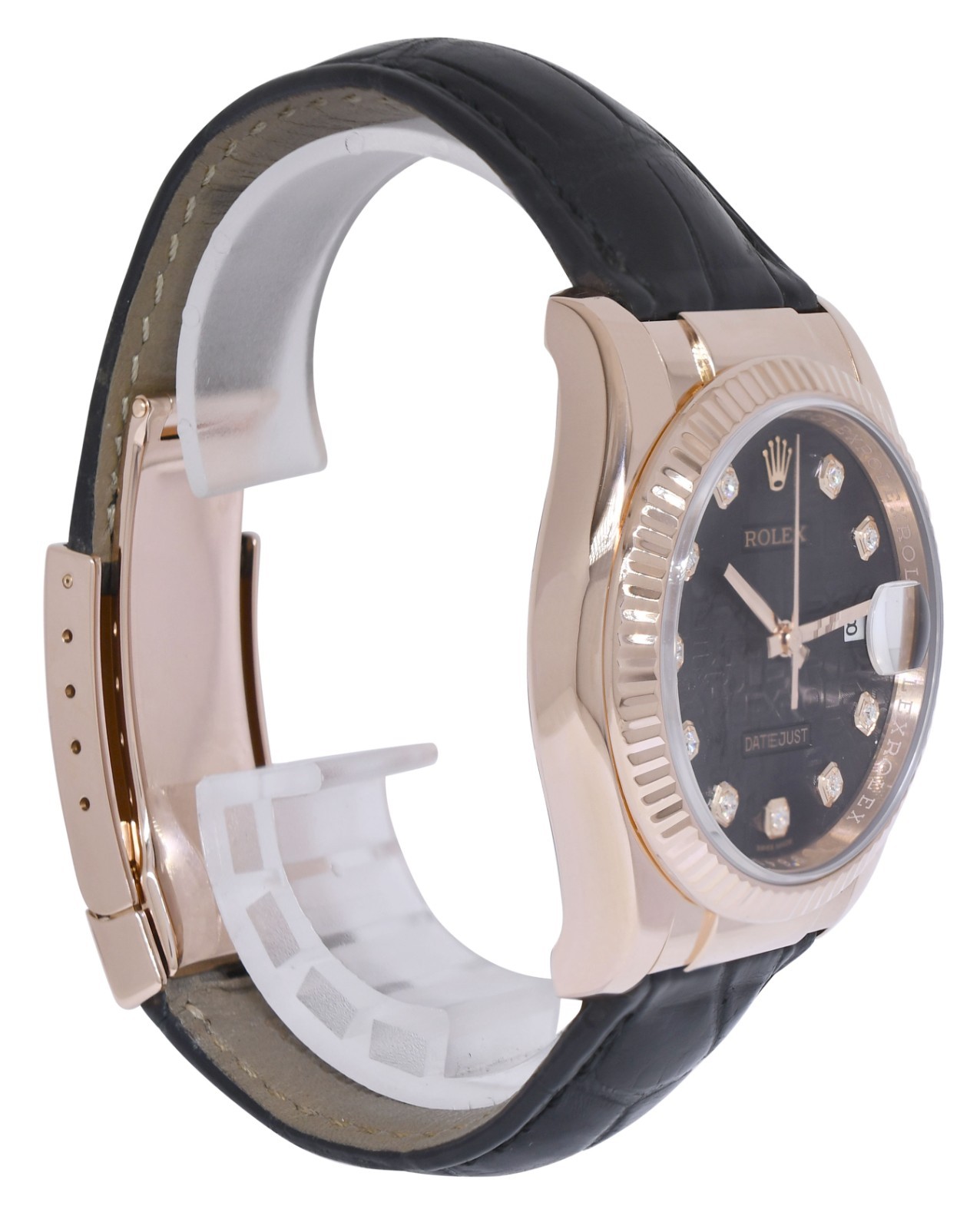Rolex Datejust 18k Rose Gold Black Jubilee Diamond Dial 36mm Watch 116135 Rolex Datejust 18k Rose Gold Black Jubilee Diamond Dial 36mm Watch 116135