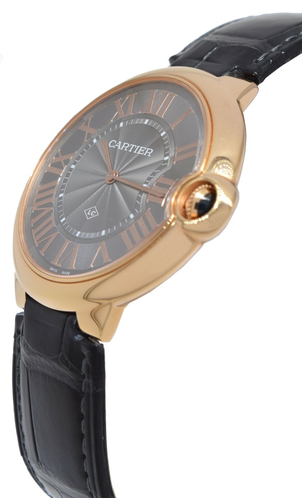 Cartier Ballon Bleu 40mm 18k Rose Gold "LC" Gray Dial Manual Watch B/P WGB0020