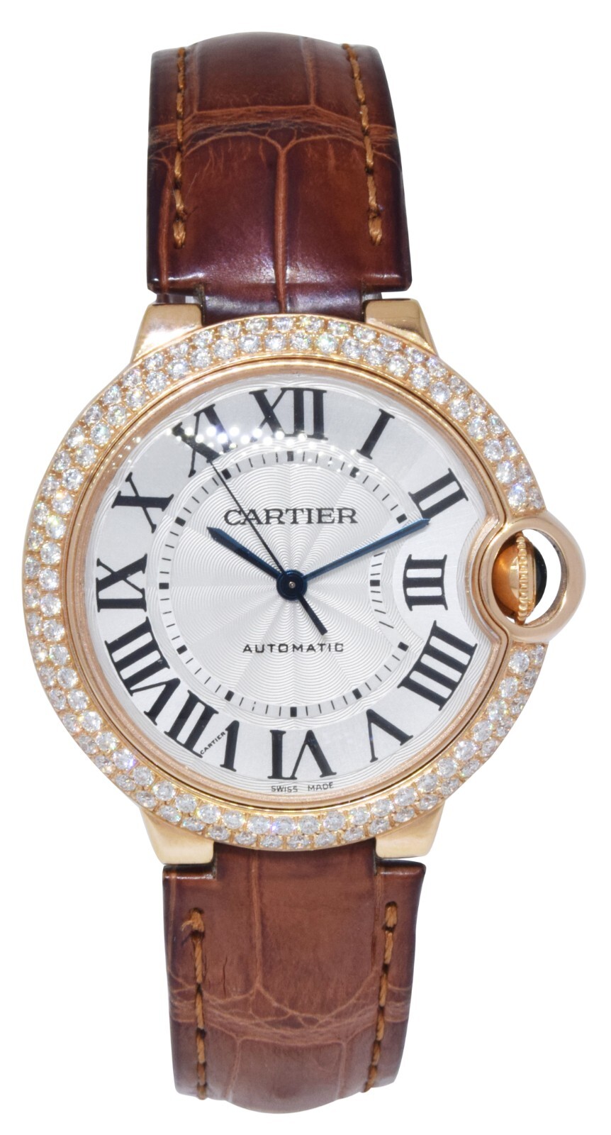 Cartier Ballon Bleu 18k Rose Gold & Diamond 36mm Automatic Watch 3003