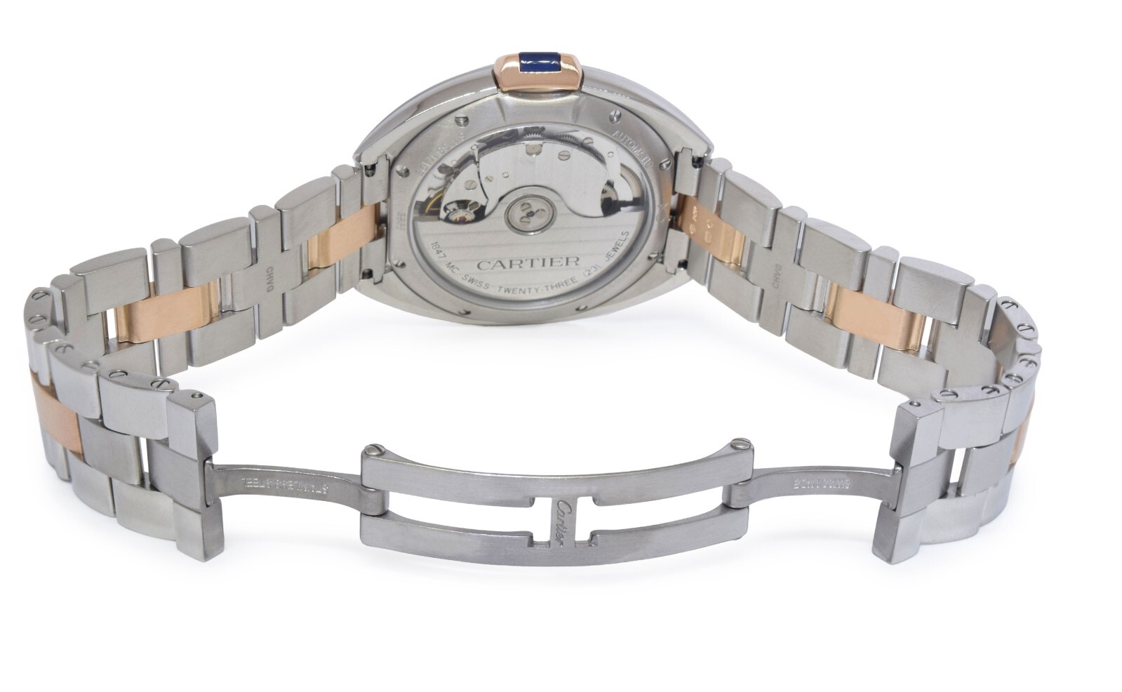 Cartier Cle 18k Rose Gold/Steel Ladies 35mm Automatic Watch W2CL0003 3856