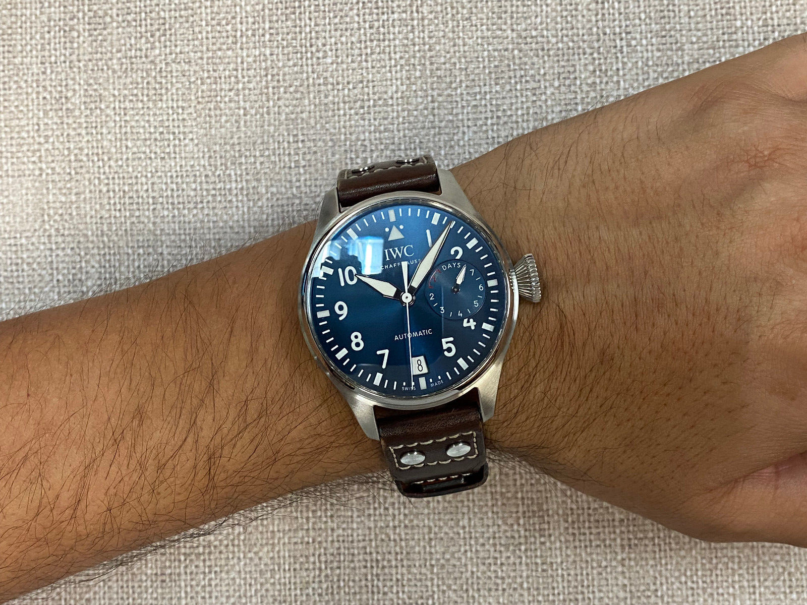 IWC Big Pilot Le Petit Prince 5009 Steel 7 Day Blue Dial 46mm Watch B/P IW500916