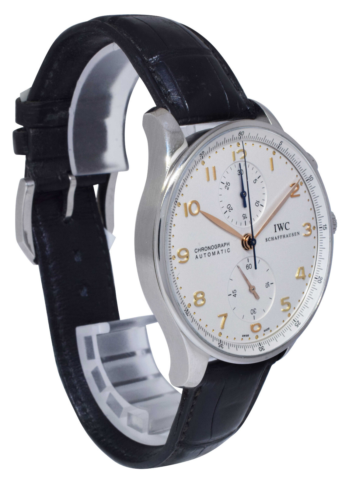 IWC Portuguese Chronograph 3714 Steel Silver Dial 41mm Watch B/P IW3714