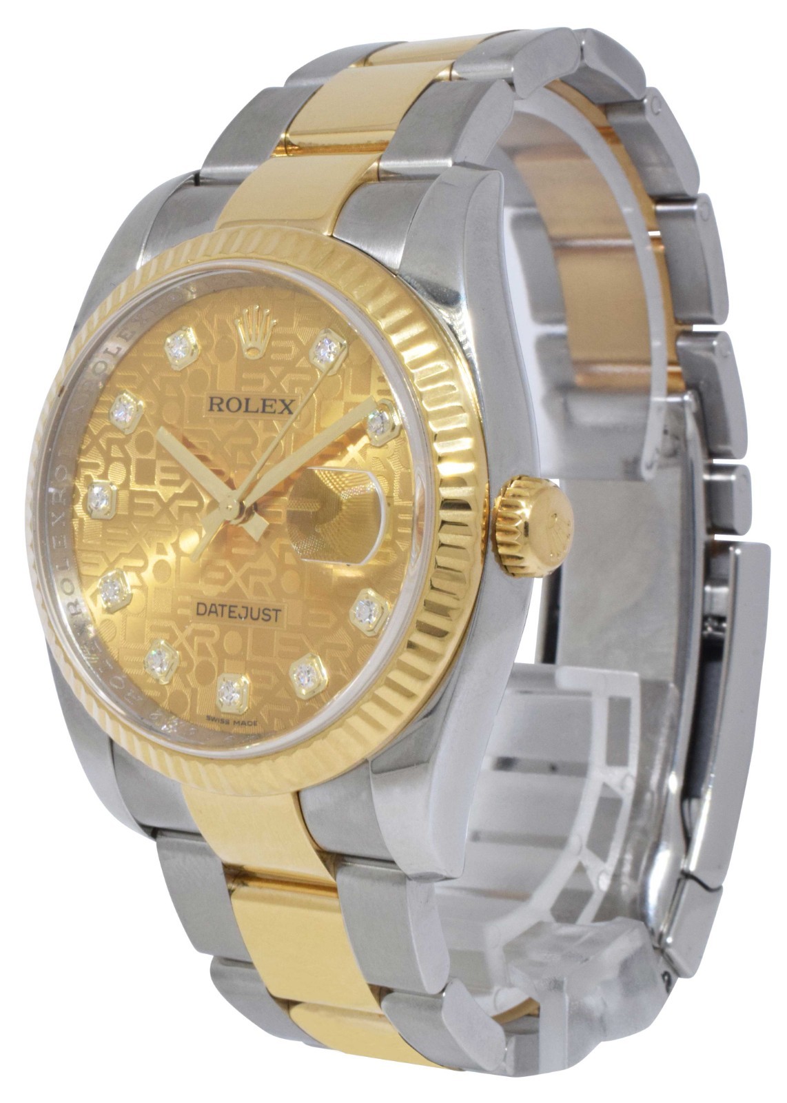 Rolex Datejust 18k Yellow Gold/Steel Champagne Jubilee Diamond 36mm Watch 116233