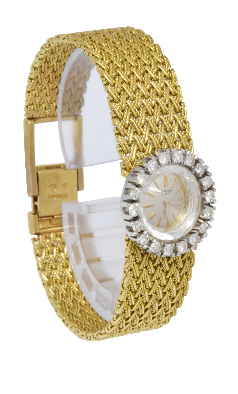 Universal Geneve Vintage 18k Yellow Gold Diamond Ladies 20mm Manual Dress Watch
