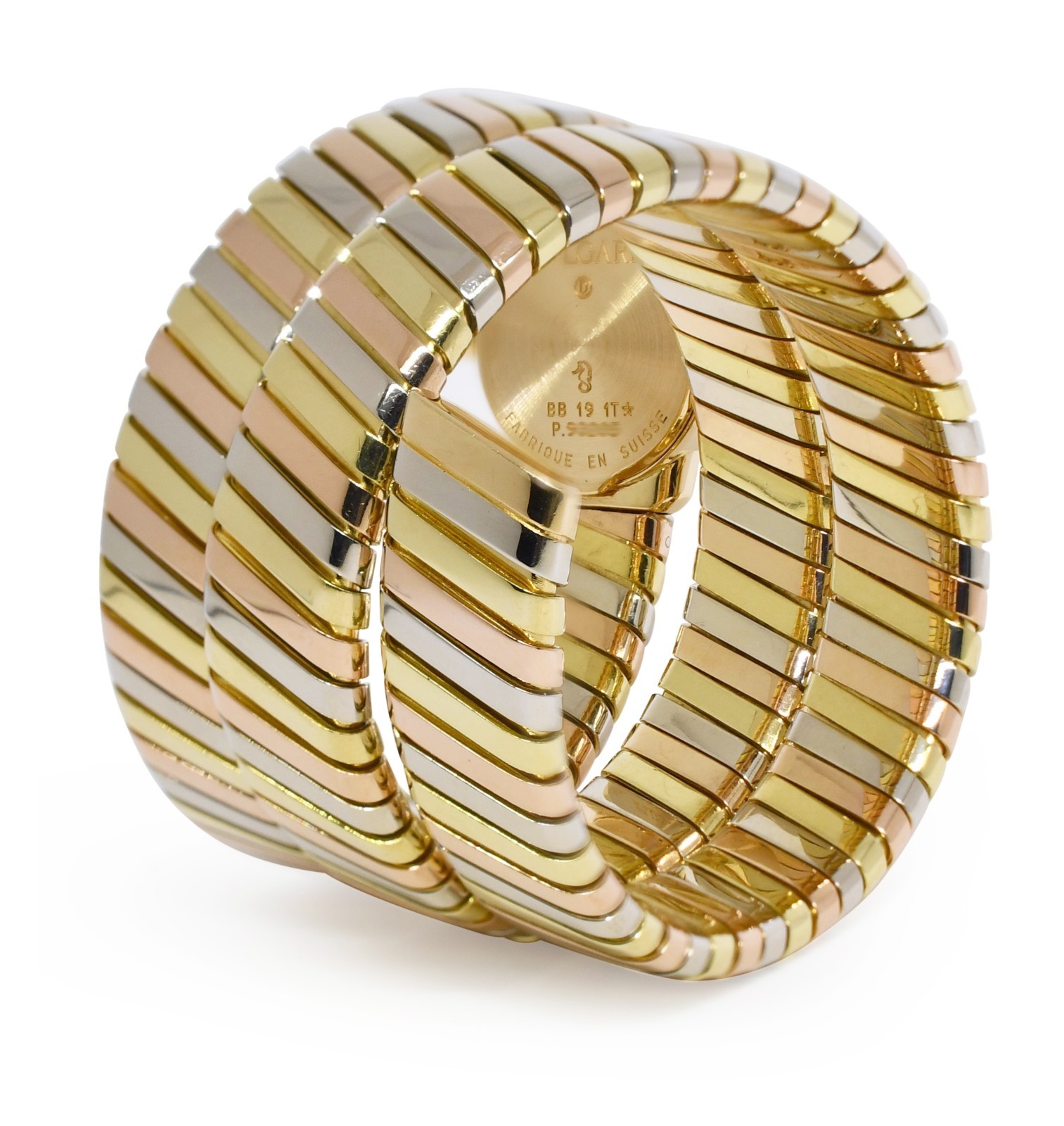 Bvlgari Serpenti Tubogas Yellow/White/Rose Tri-Tone Gold Ladies Watch BB191T