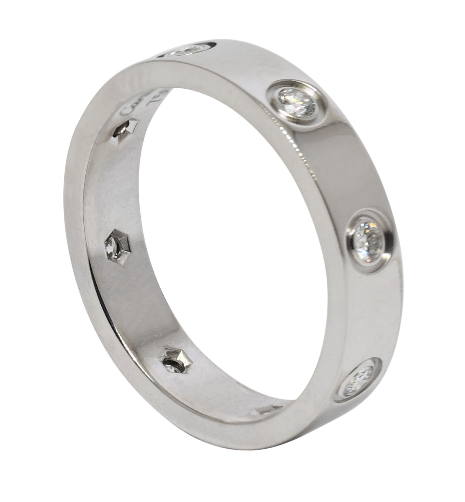 Cartier Love Ring 8 Diamonds 18k White Gold Small Band Size 51 B4050651 Cartier Love Ring 8 Diamonds 18k White Gold Small Band Size 51 B4050651