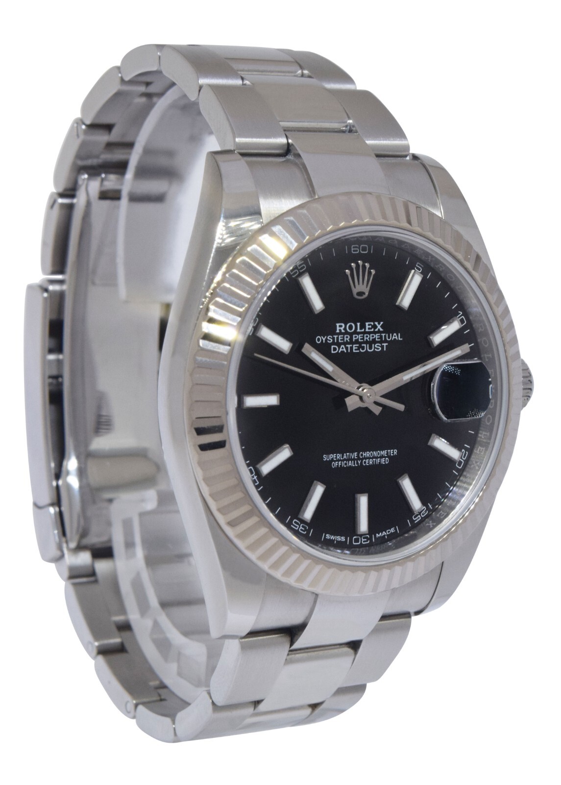 Rolex Datejust 41 Steel & Gold Bezel Black Dial Oyster Watch +Card '18 126334
