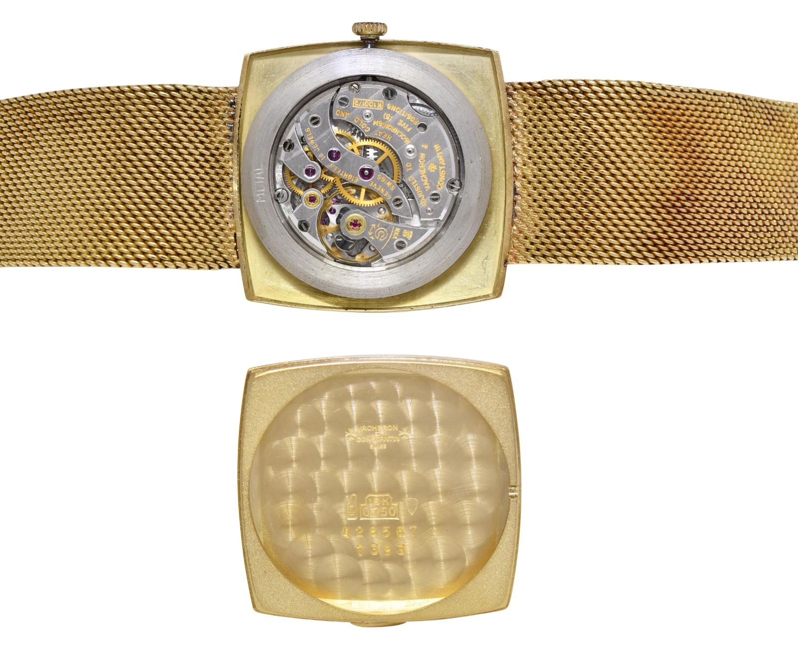 Vacheron Constantin Vintage Mens 18k Gold  Bracelet Watch Mechanical 7395