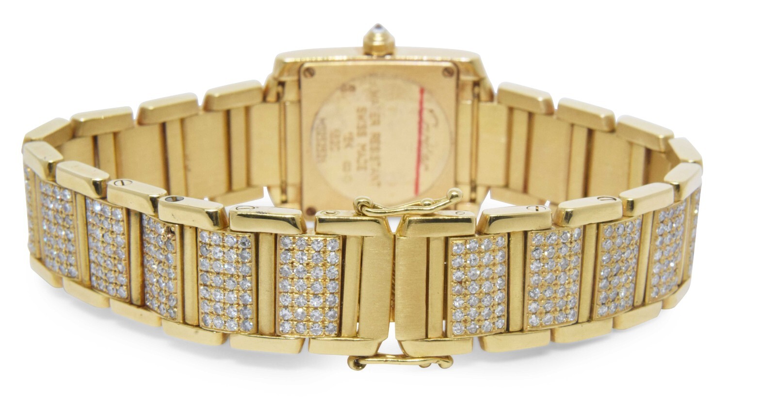 Cartier Tank Francaise Small 18k Yellow Gold 6.00 Ct Diamond Ladies Watch 1820