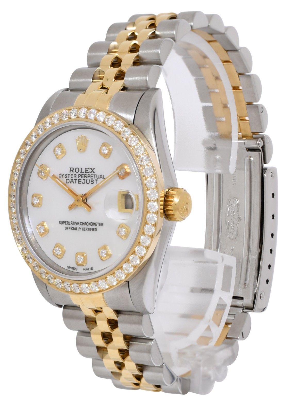 Rolex Datejust 18k Yellow Gold/Steel MOP Diamond Dial/Bezel 31mm Watch S 68273