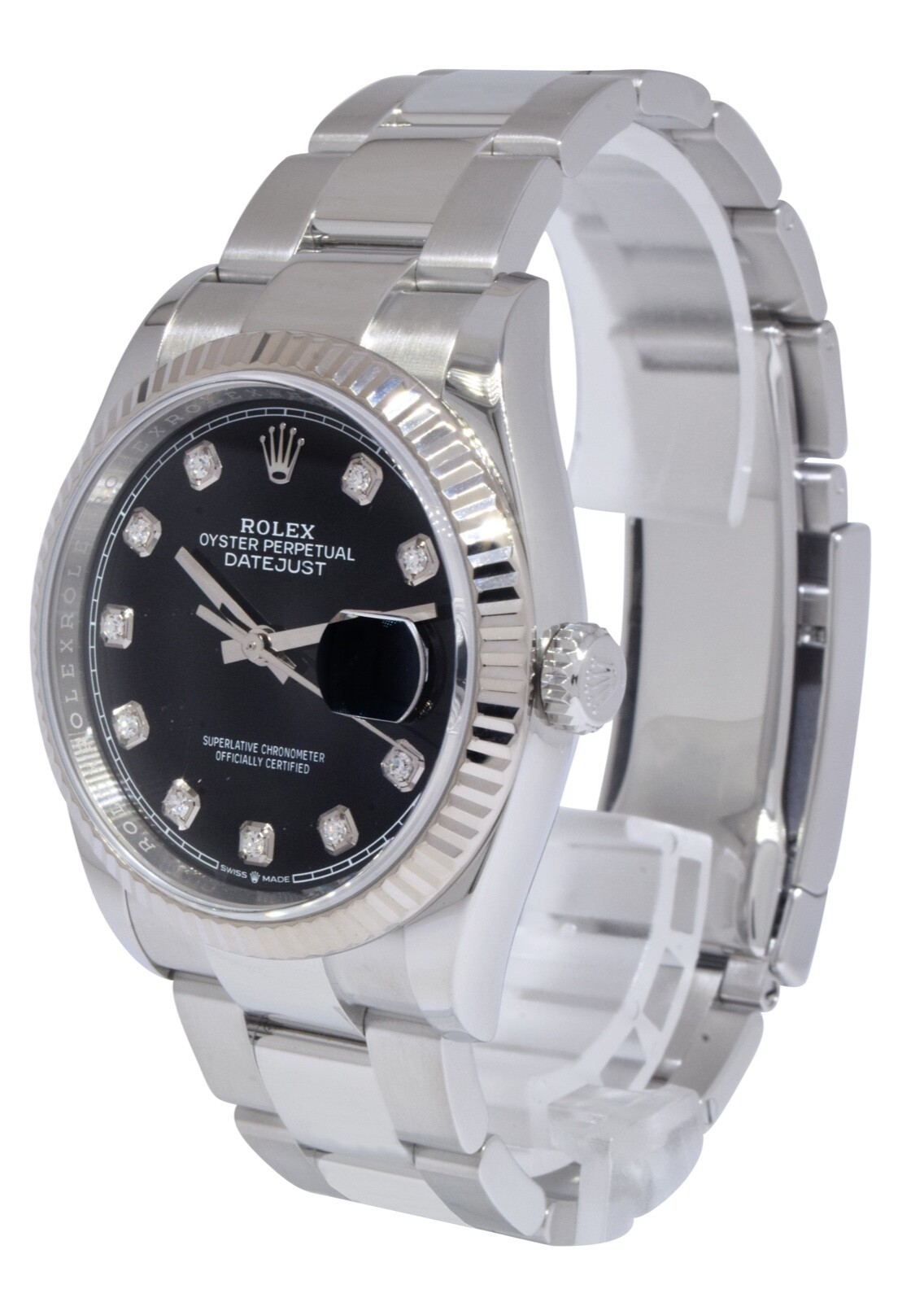 Rolex Datejust 36 Steel 18k Gold Bezel Black Diamond Dial Watch +Card '19 126234 Rolex Datejust 36 Steel 18k Gold Bezel Black Diamond Dial Watch +Card '19 126234
