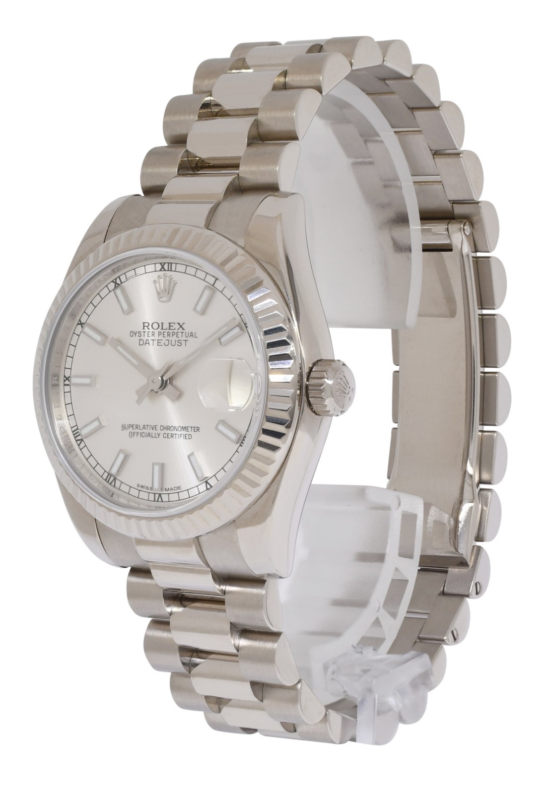 Rolex Datejust 31 President 18k White Gold Silver Dial Watch +Card '22 178279