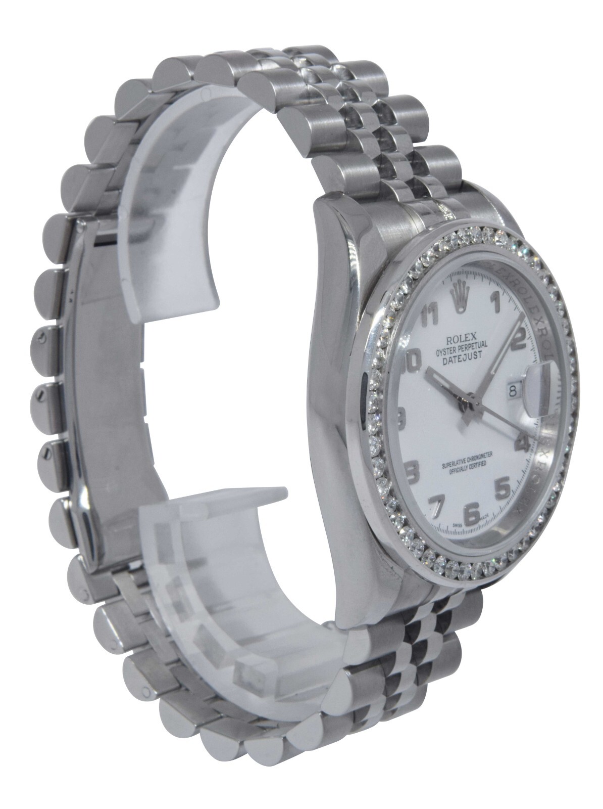 Rolex Datejust Steel White Dial & Diamond Bezel Roulette Date 36mm Watch 116200 Rolex Datejust Steel White Dial & Diamond Bezel Roulette Date 36mm Watch 116200