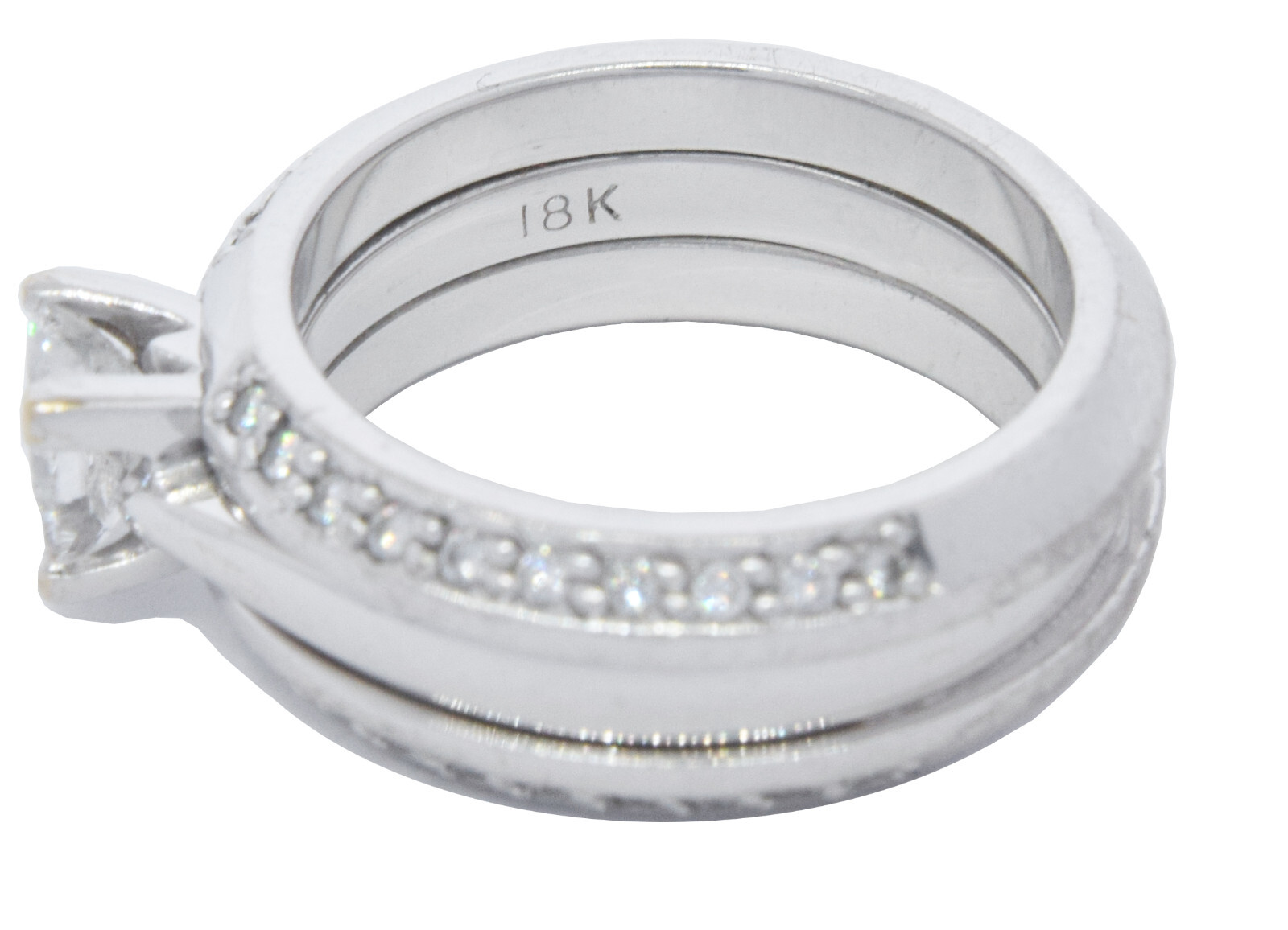Diamond Ring 18K White Gold .70 CT Princess + Papers 6