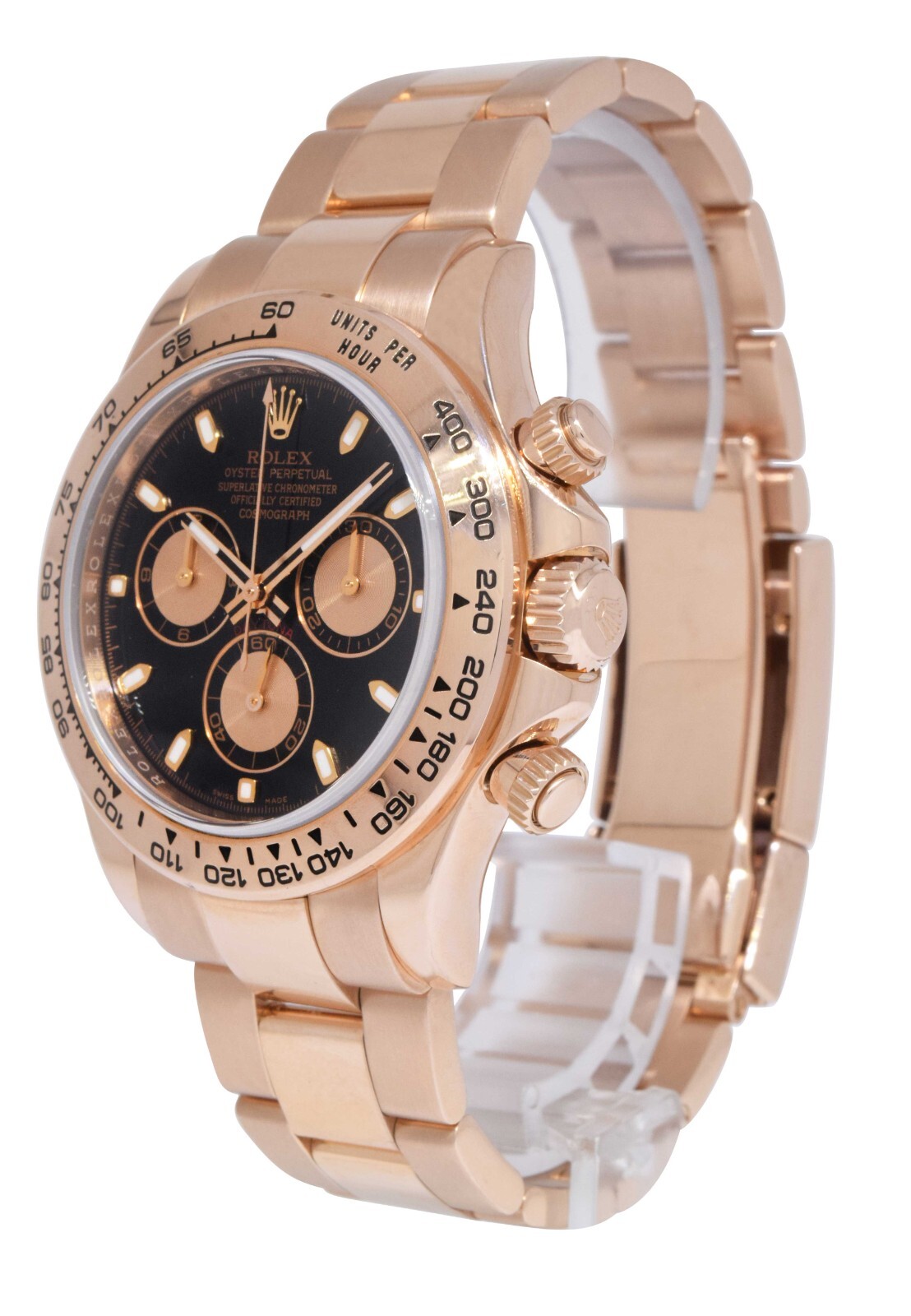 Rolex Daytona Chronograph 18k Rose Gold Black/Pink Dial Watch +Card '14 116505