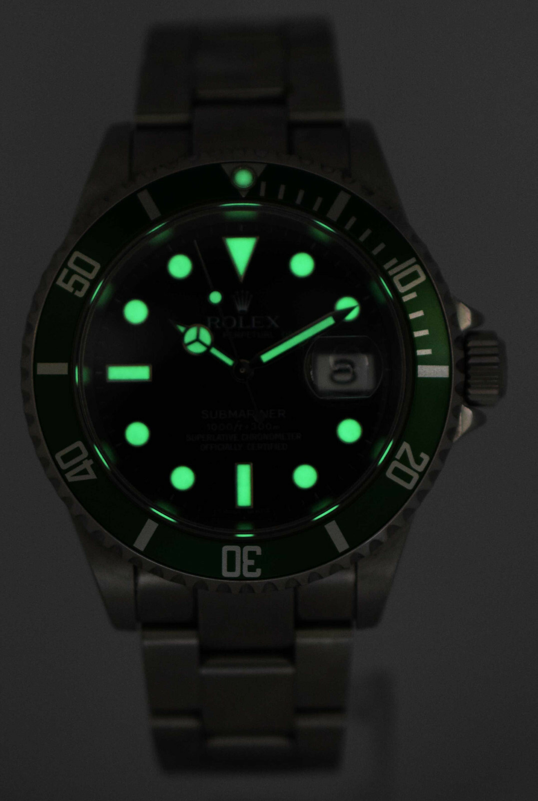 Rolex Submariner Date Kermit Green Bezel Steel Mens Automatic Watch F 16610