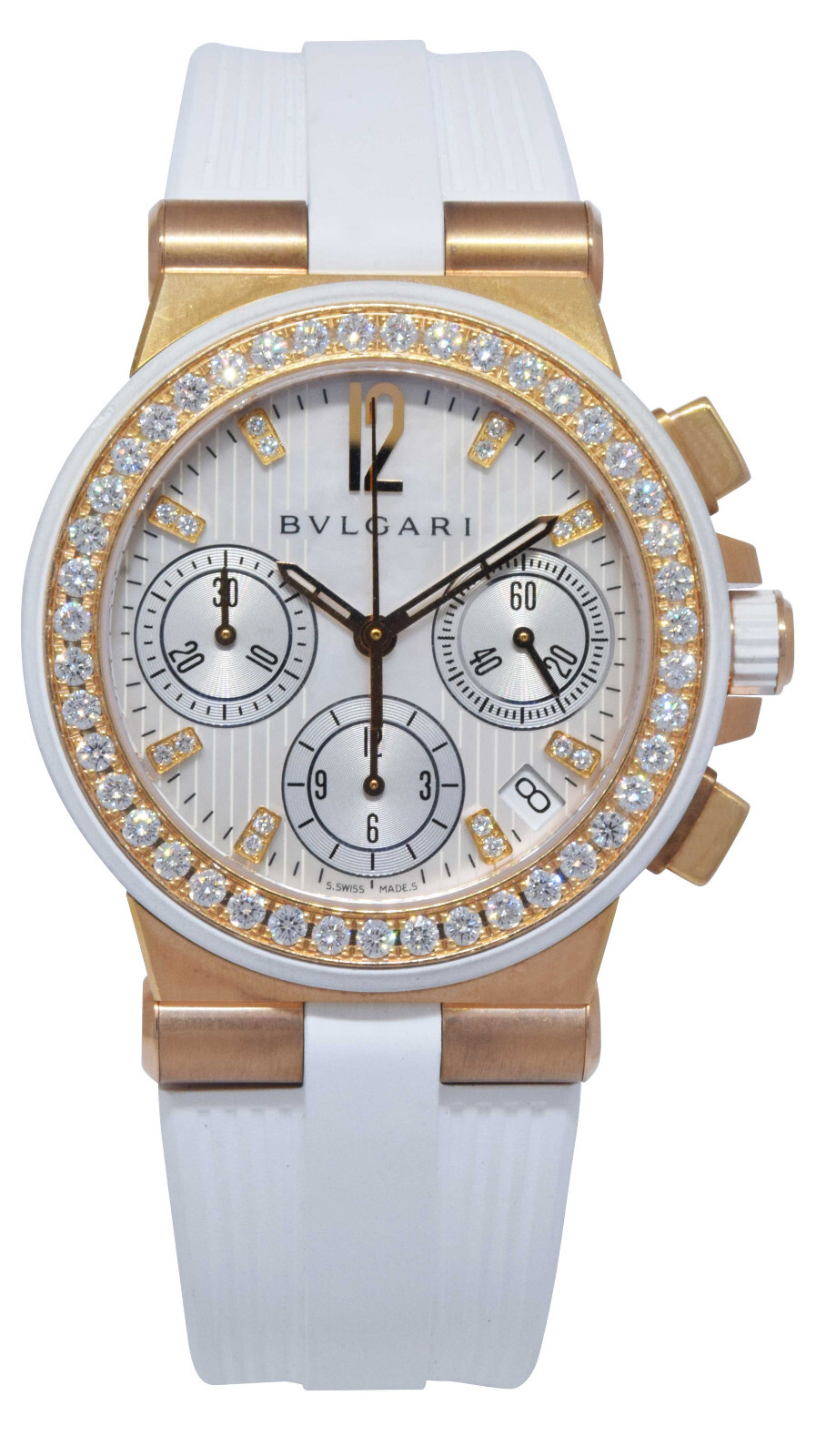 Bvlgari Diagono 18k Rose Gold & Diamond Ladies Automatic Watch B/P DGP35GVCH