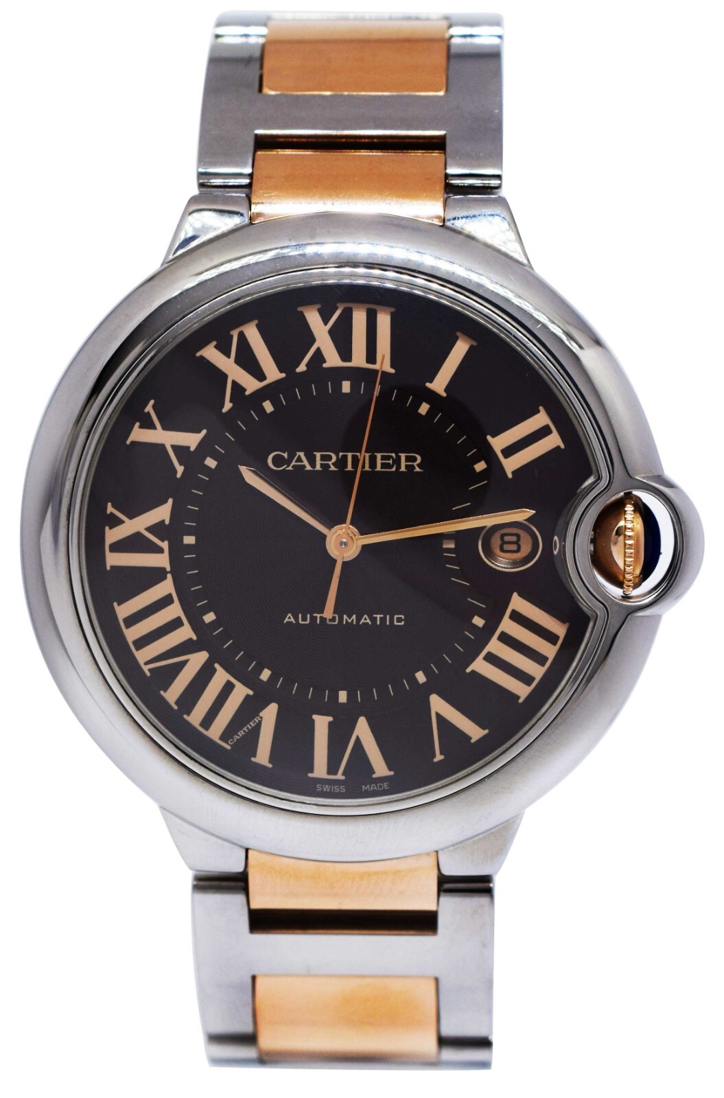 Cartier Ballon Bleu 42mm 18k RG/Steel Chocolate Dial Mens Automatic Watch 3001