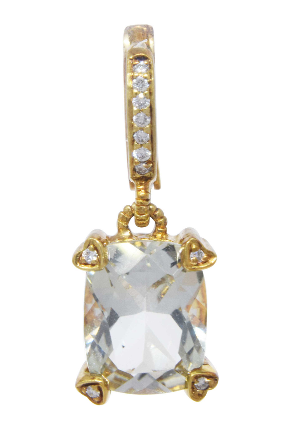 Judith Ripka 18K Diamond & Prasiolite Earrings New