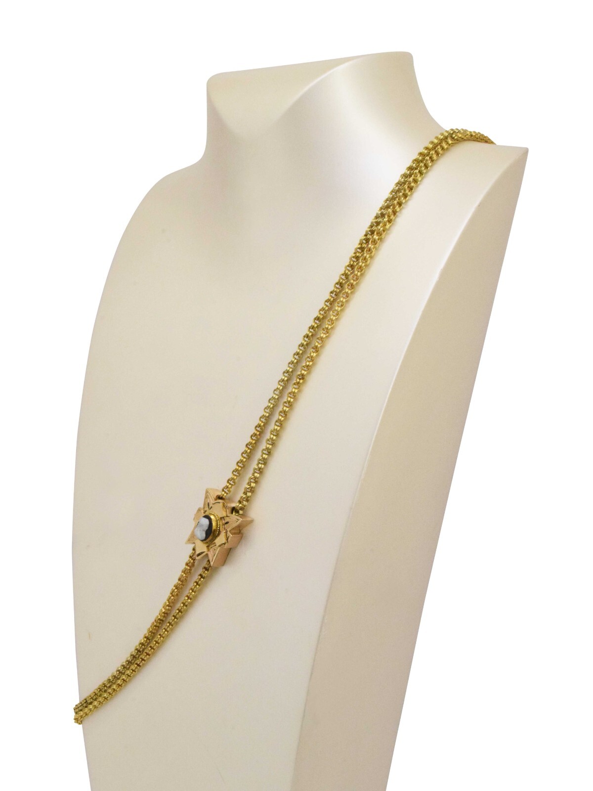 Ladies 14k Yellow Gold Lanyard Style Necklace with Cameo