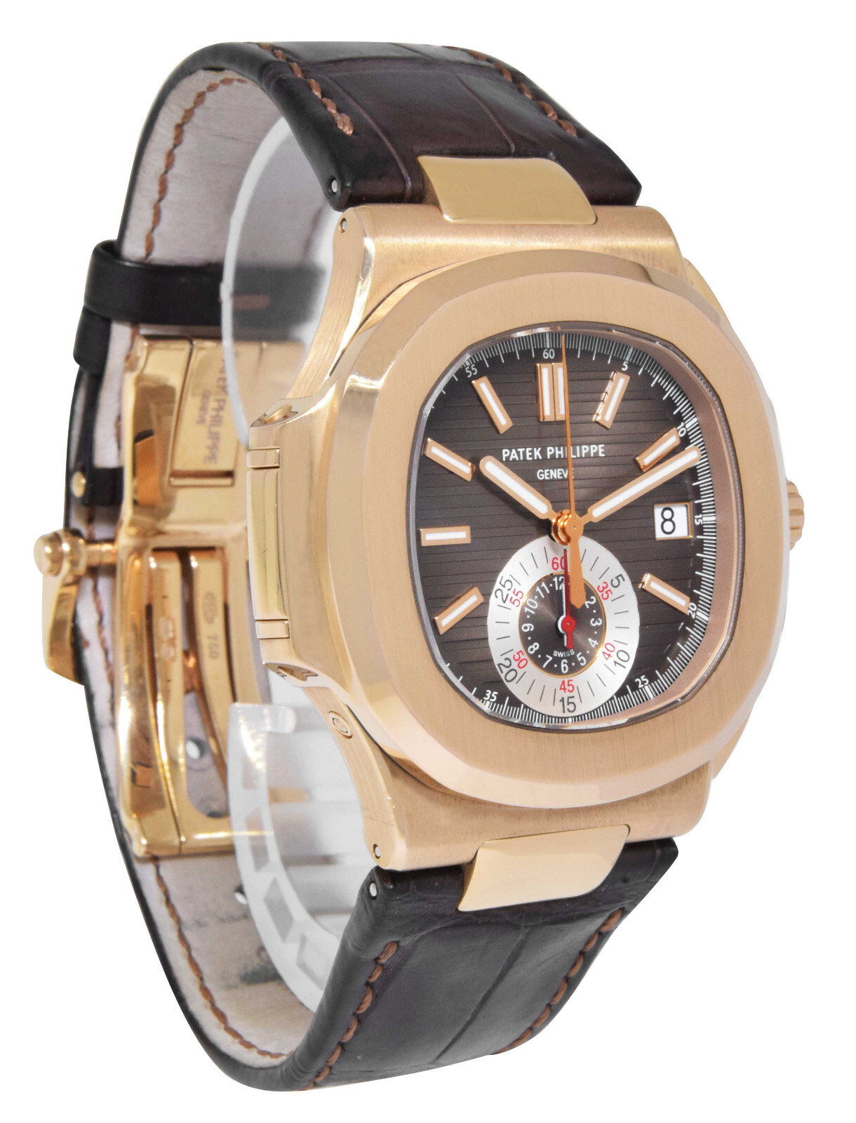 Patek Philippe 5980 Nautilus Chronograph 18k Re Gold Chocolate B/Ps '10 5980R