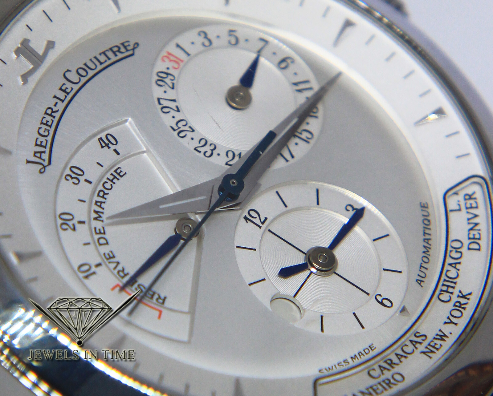 Jaeger LeCoultre Master Control Geographic Steel Mens Watch B/P 142.8.92