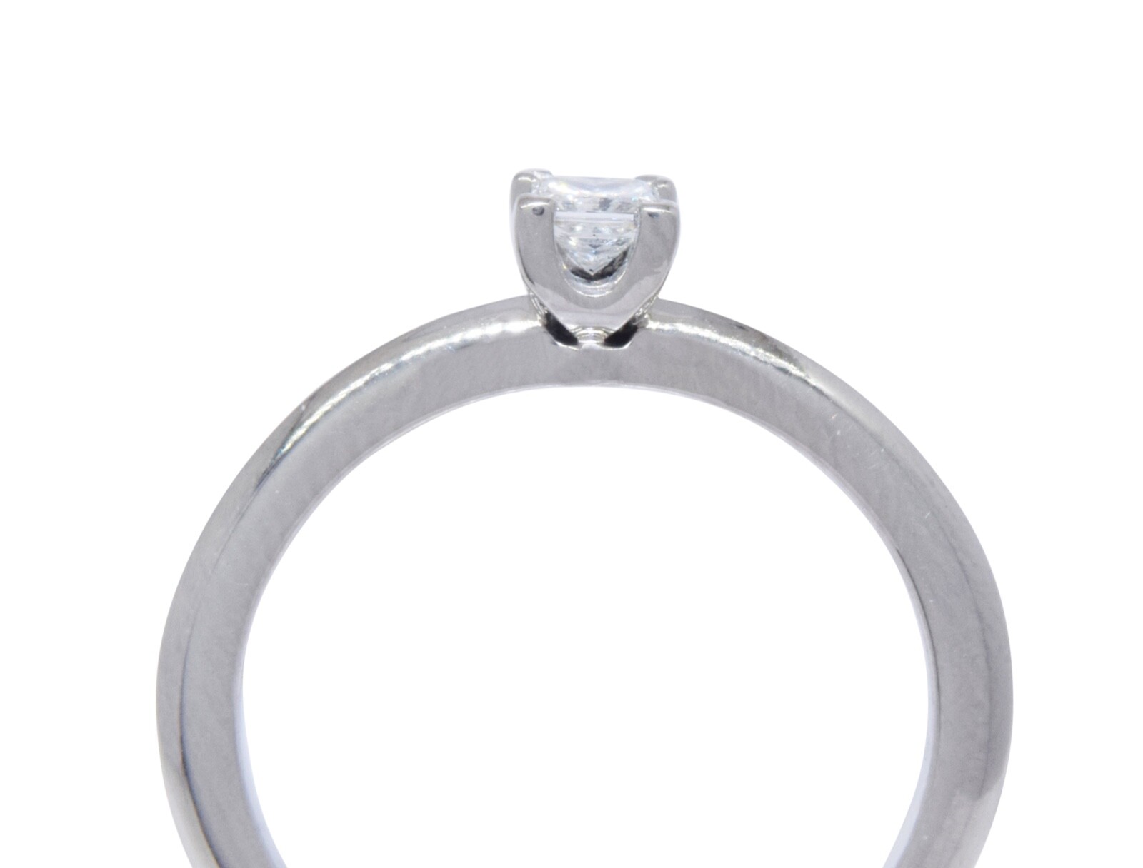 Tiffany & Co. 0.17 Carat Princess Cut Diamond & Platinum Ring & Box Size 6