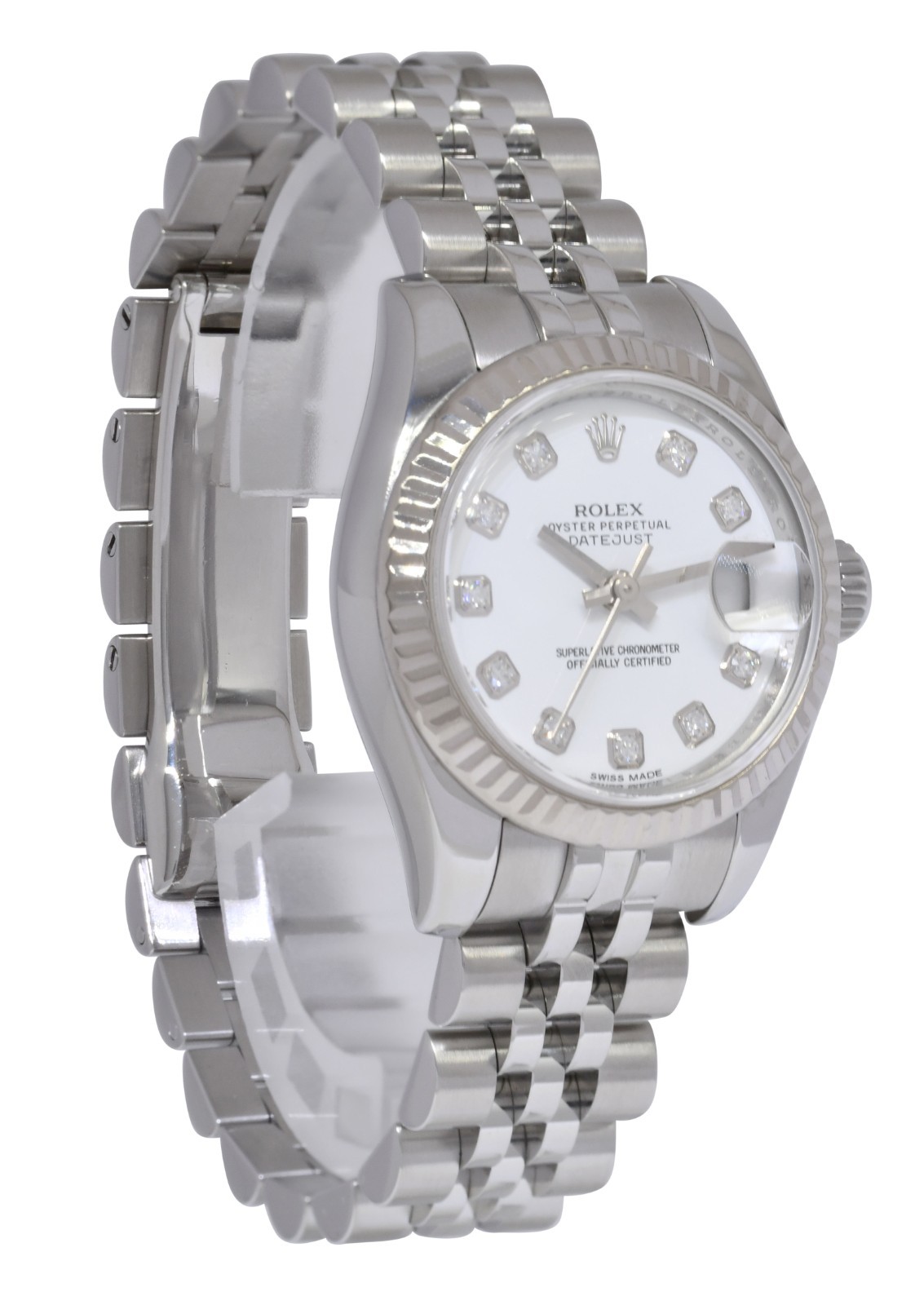 Rolex Datejust Steel/18k Gold Bezel White Diamond Dial 26mm Watch G 179174