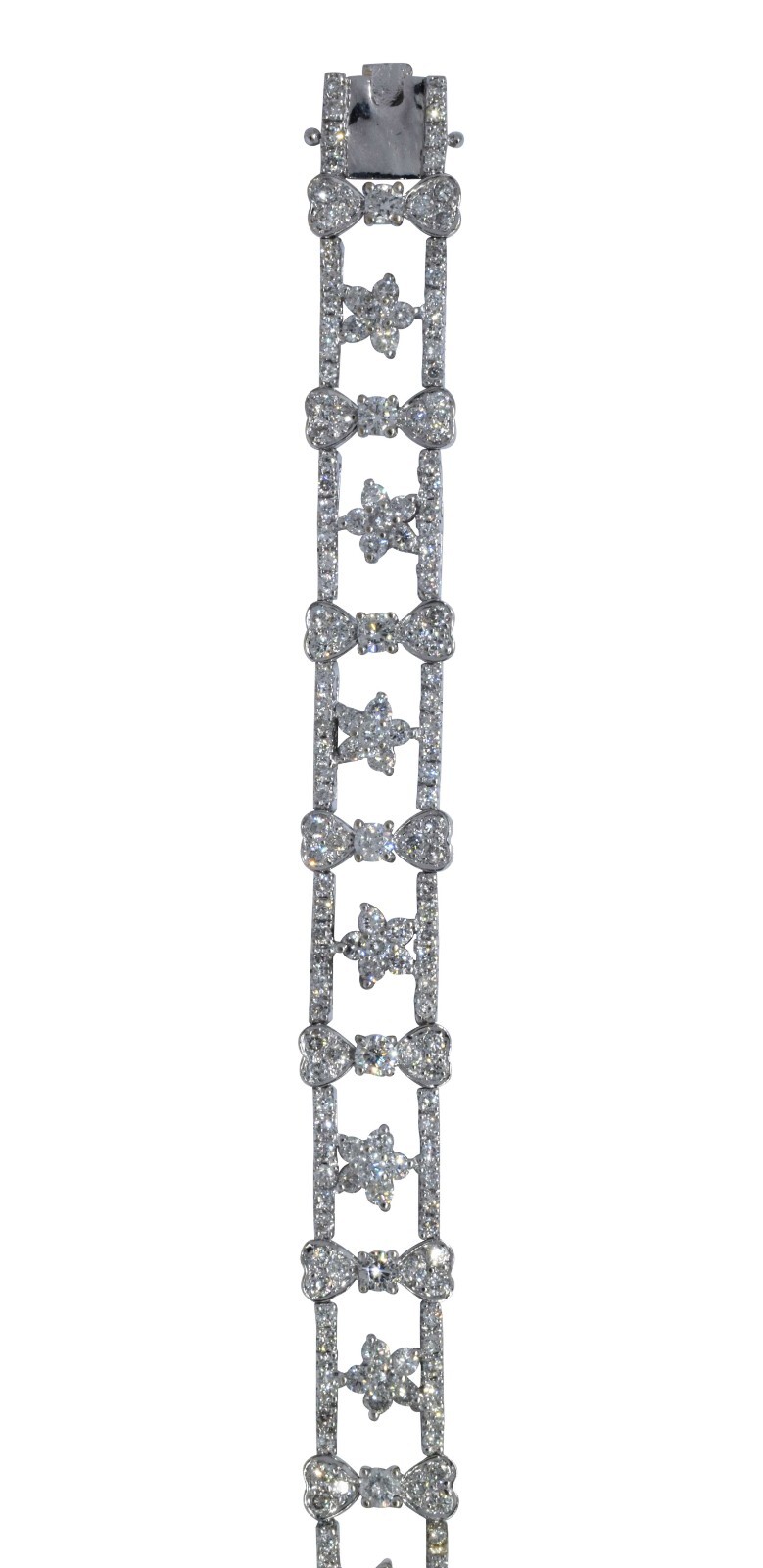 5.50 Ct Diamond 18k White Gold Flower Tennis Bracelet 7"