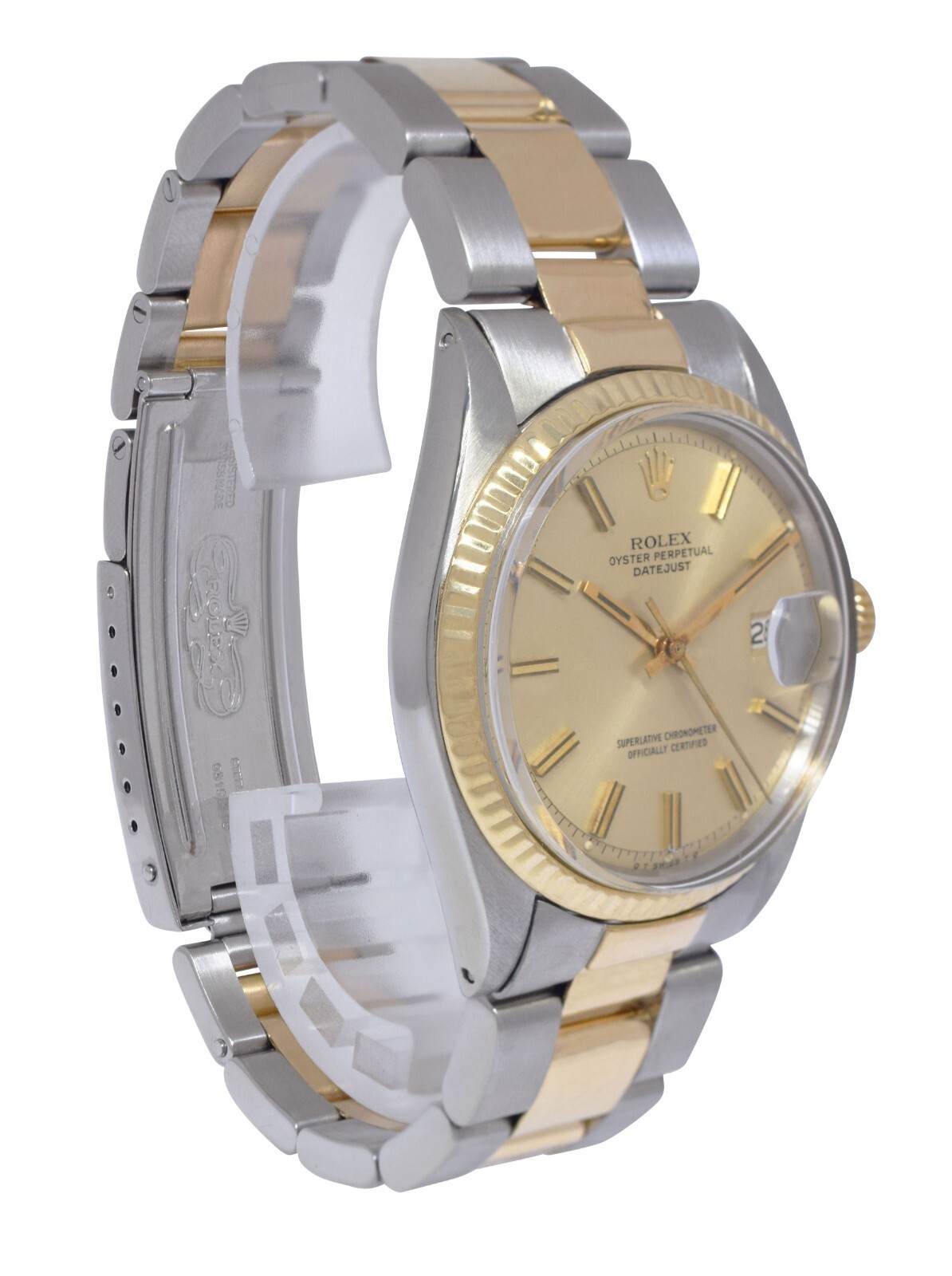 Rolex Datejust Yellow Gold/Steel Champagne Dial 36mm Vintage Watch '72 1601