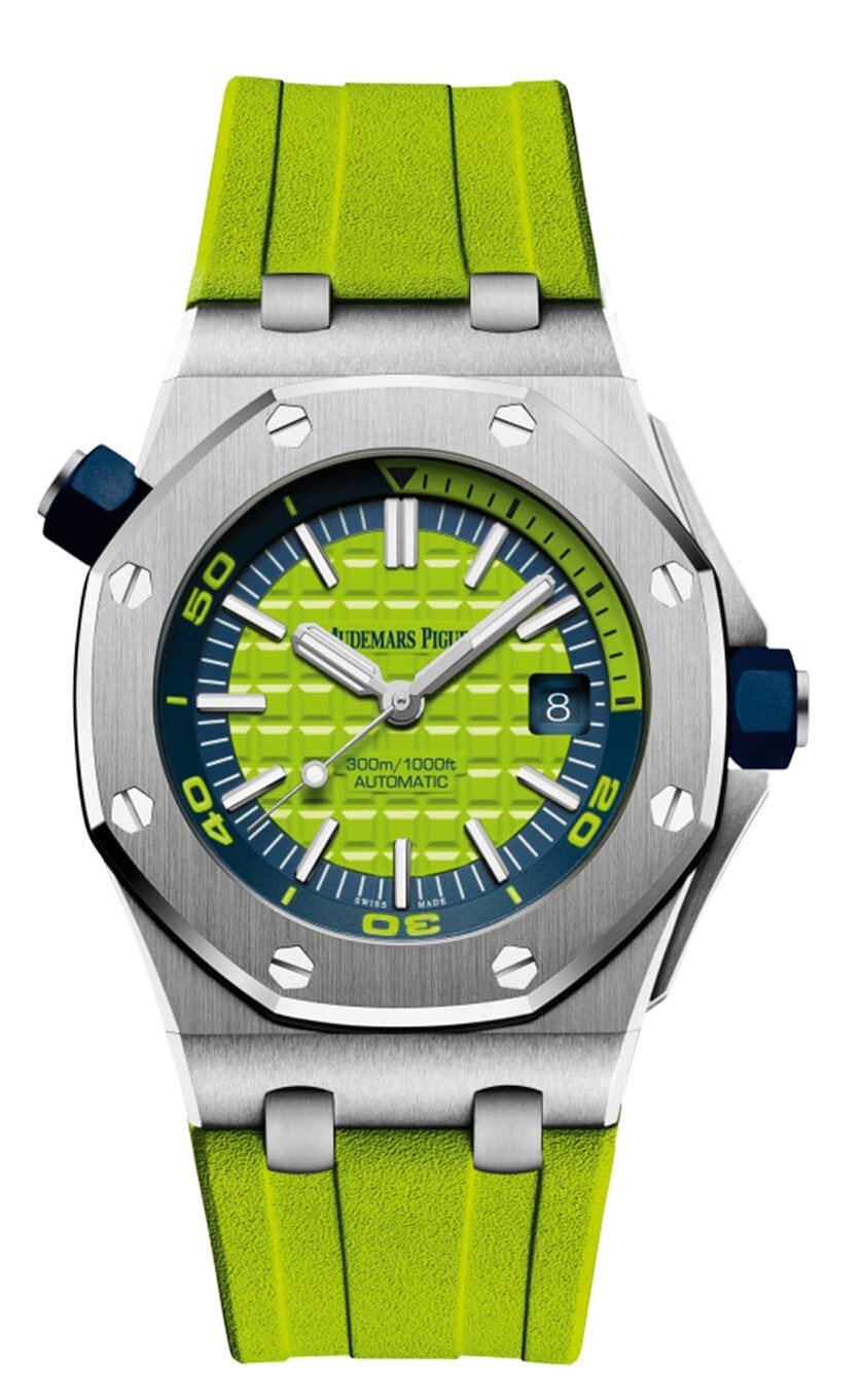 Audemars Piguet Royal Oak Offshore Diver Steel Green Dial 42mm Watch 15710ST