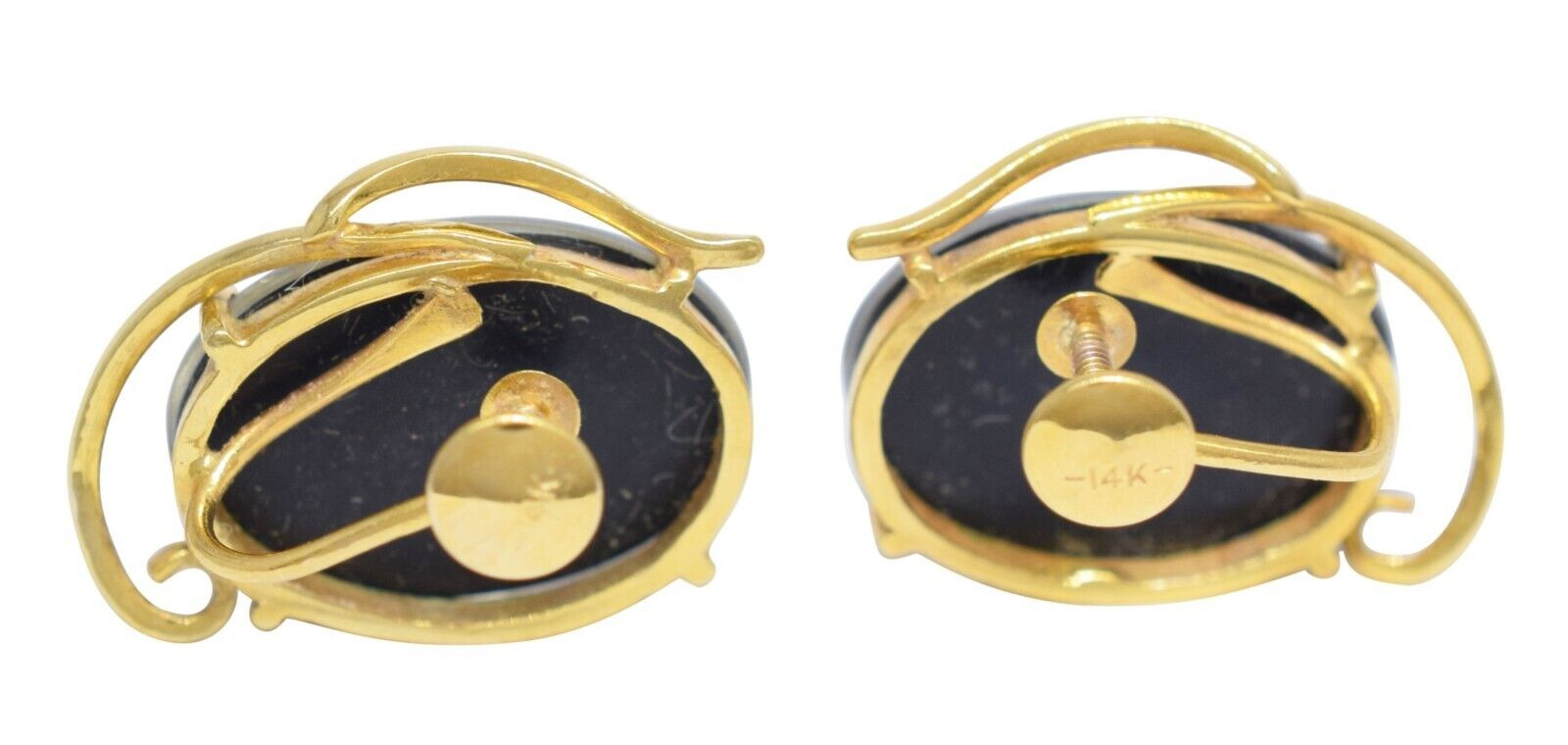 14k Yellow Gold Opal Triplet Screw-Hinge Clip-On Earrings