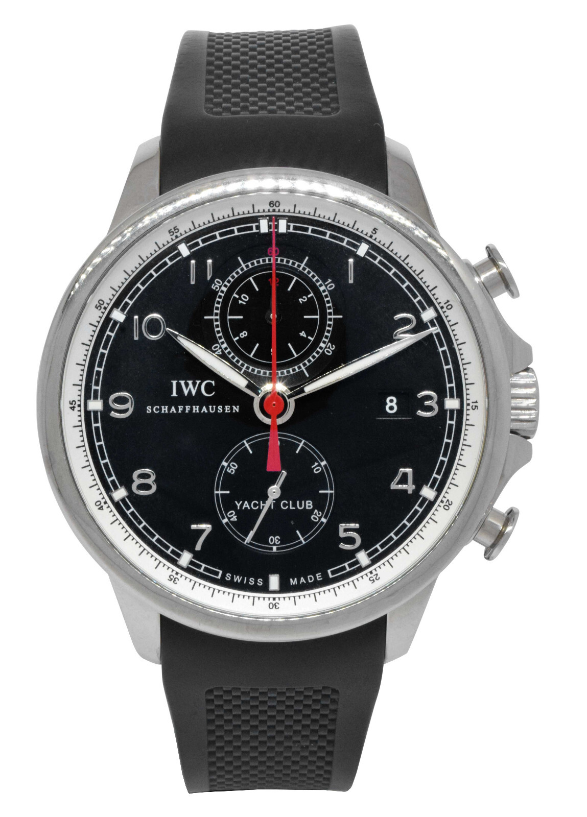IWC  Portuguese Yacht Club Chronograph Steel Black Dial Watch Box/Papers 3902