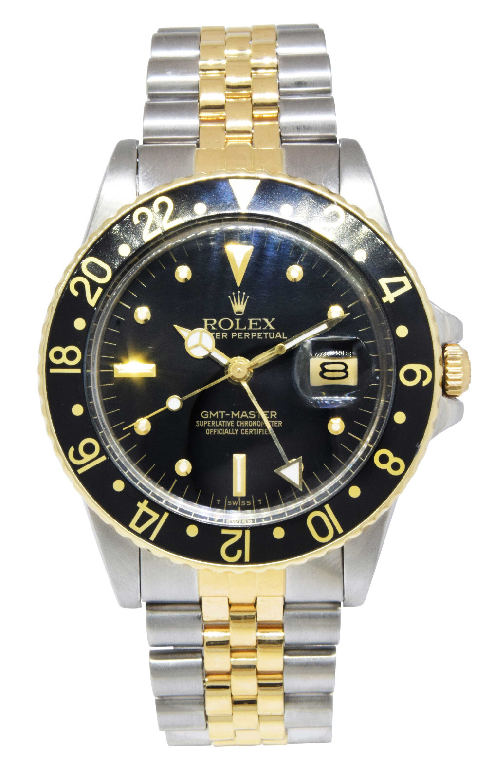 Rolex GMT-Master Jubilee 18k Gold/Steel Black Nipple Dial 40mm Watch '79 16753