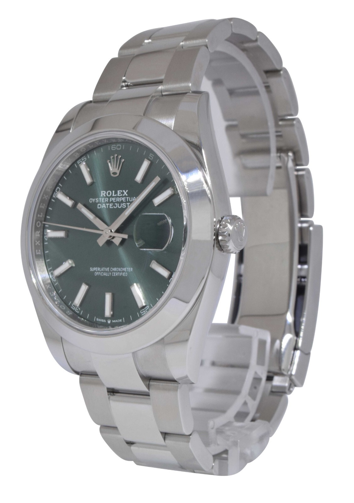 NEW Rolex Datejust 41 Steel Mint Green Dial Mens Oyster Watch B/P '25 126300