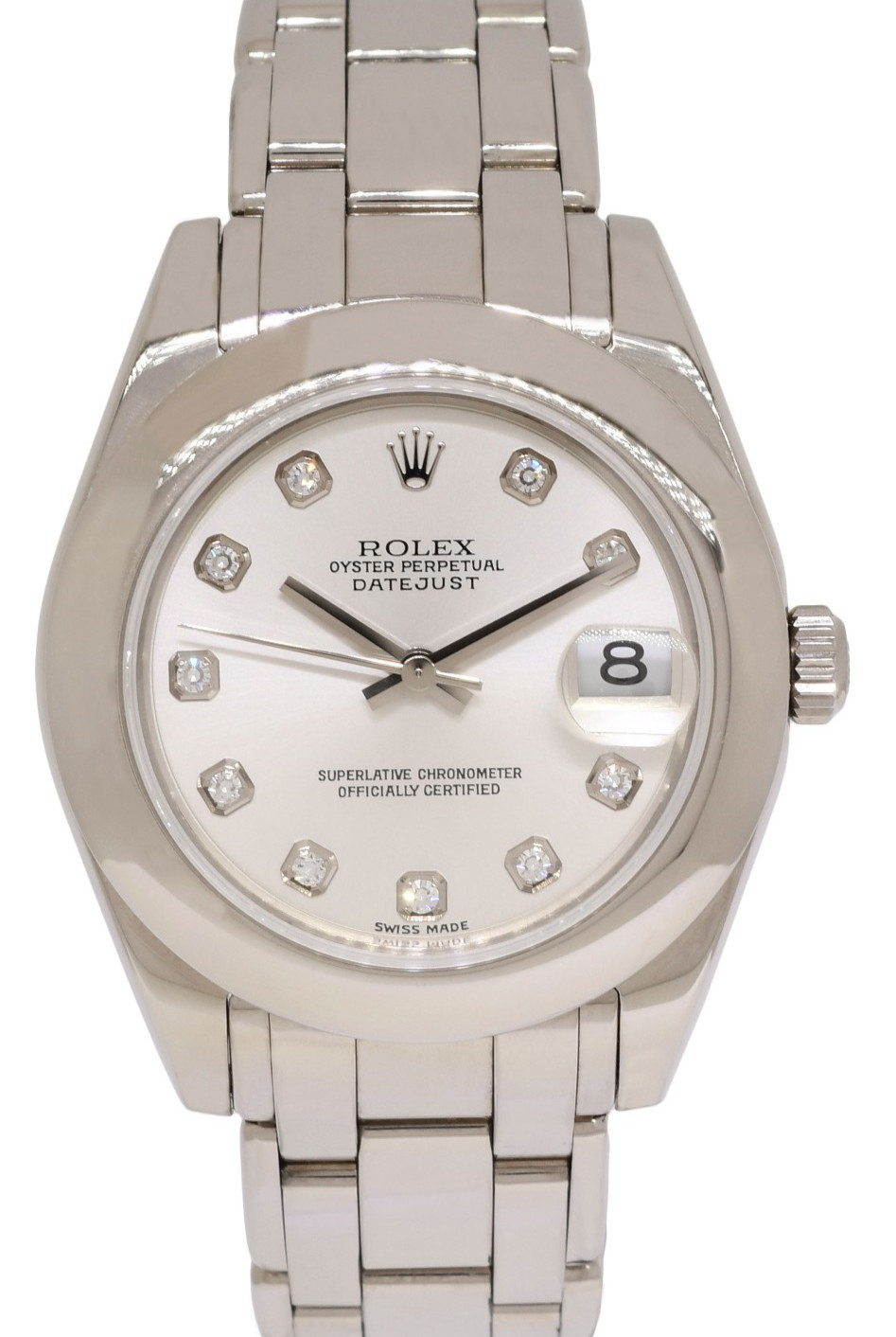 Rolex Datejust Pearlmaster 18k White Gold Diamond Dial Ladies 34mm Watch Y 81209