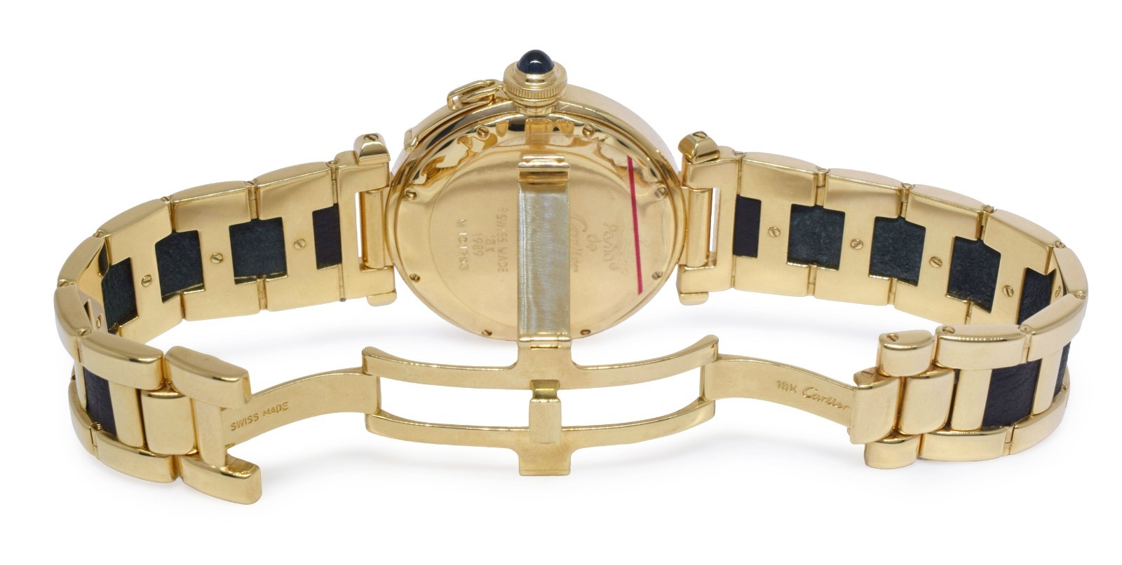 Cartier Pasha 18k Yellow Gold & Leather Mens 38mm Automatic Watch Ref. 1989
