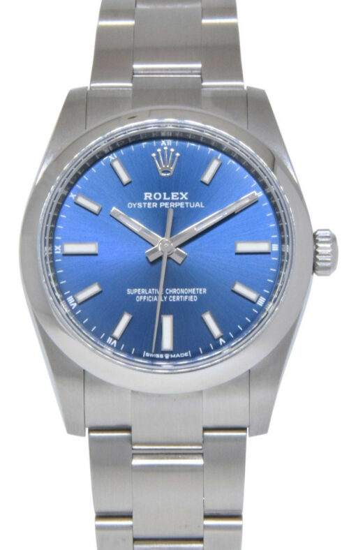Rolex Oyster Perpetual 34 Steel Blue Dial Automatic Watch +Card '22 124200 Rolex Oyster Perpetual 34 Steel Blue Dial Automatic Watch +Card '22 124200