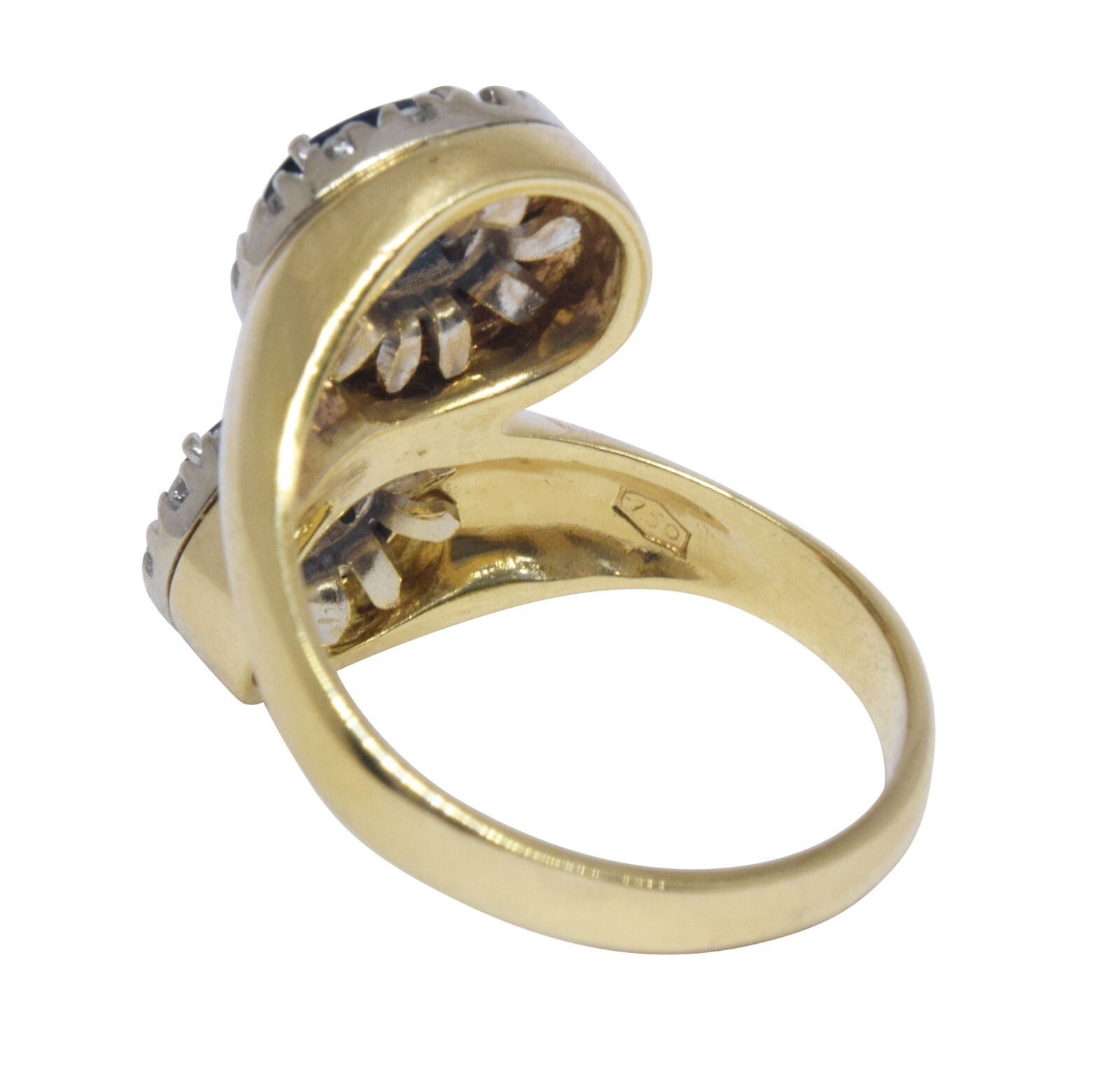 Bypass Sapphire & Diamond 18k Yellow Gold Ladies Ring Size 7