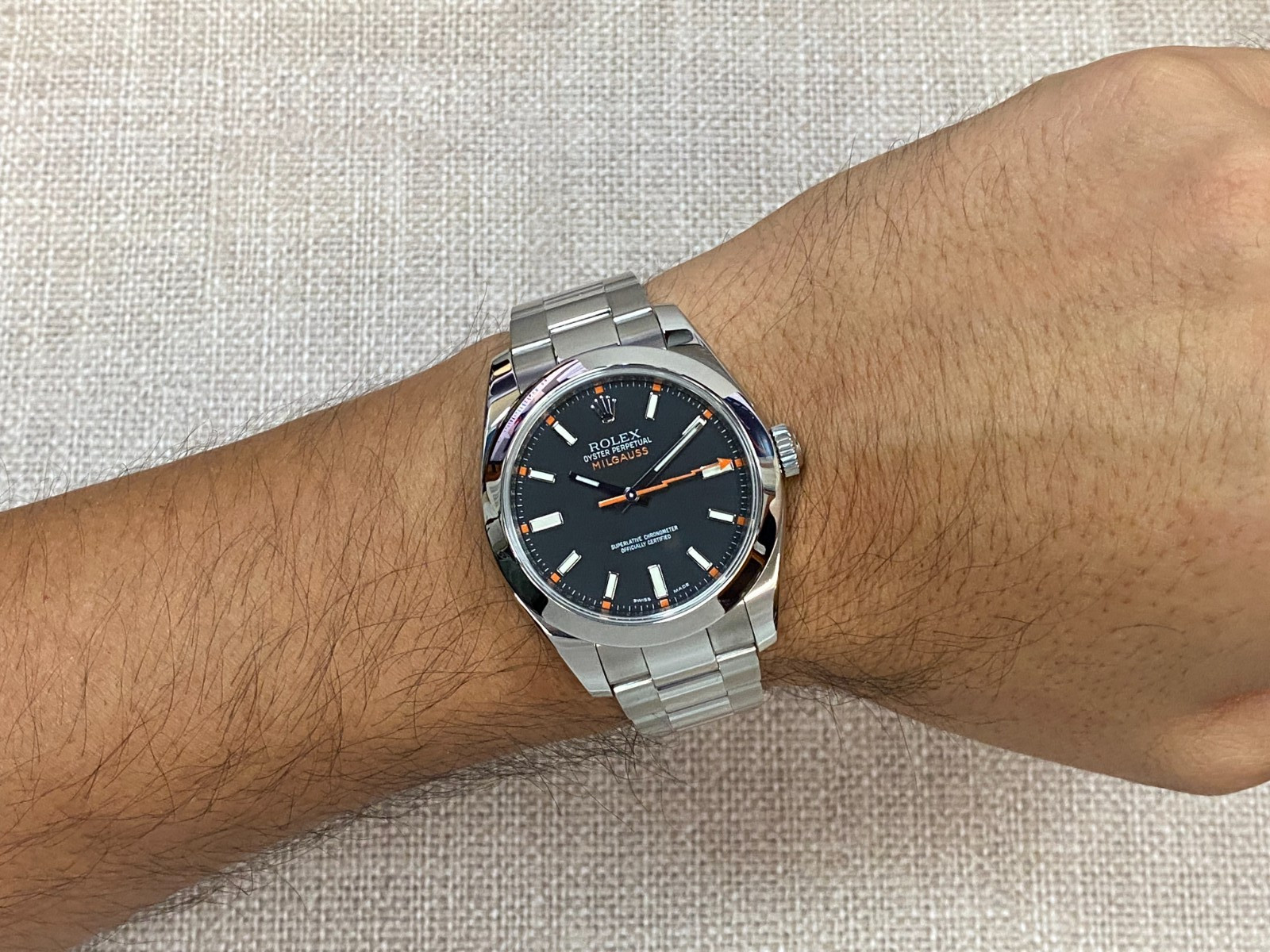 Rolex Milgauss Stainless Steel Black Dial Oyster Bracelet Watch V B/P 116400