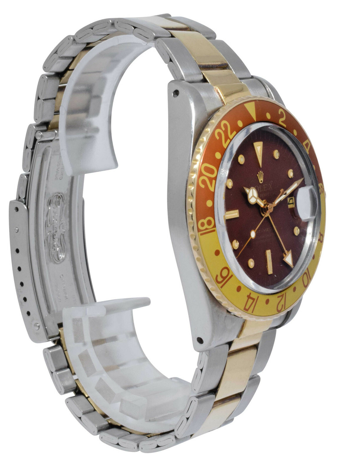 Rolex GMT-Master 14k YG/Steel Brown Dial Root Beer Mens 40mm '69 Watch 1675