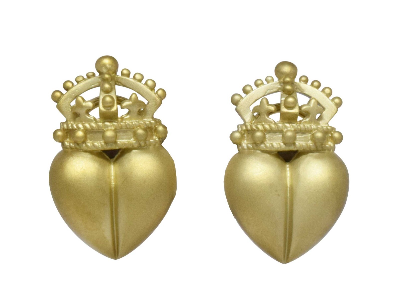 Kieselstein Cord Iconic Heart & Crown 18k Yellow Gold Earrings 1987