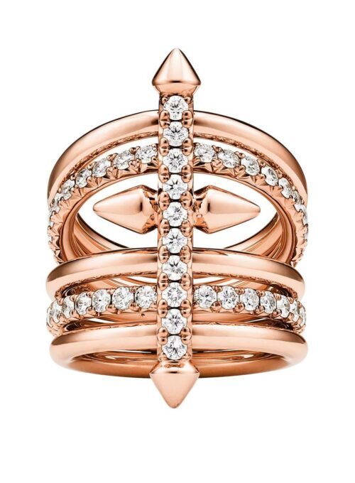 Tiffany & Co. Titan by Pharrell Williams Pave Diamond Rose Gold Ring Size 8.5
