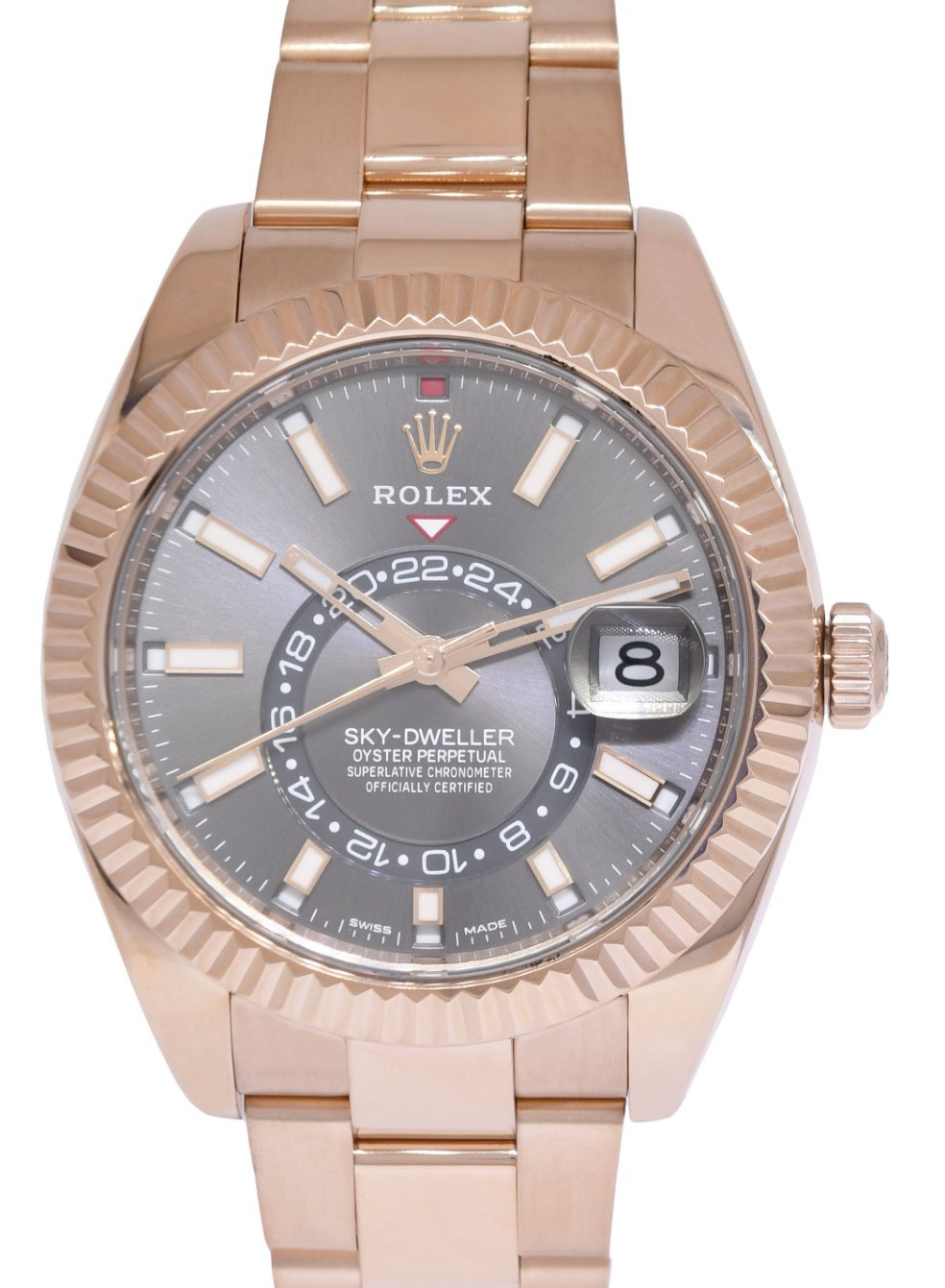 Rolex Sky-Dweller 18k Everose Gold Rhodium Dial 42mm Watch B/Papers 22' 326935